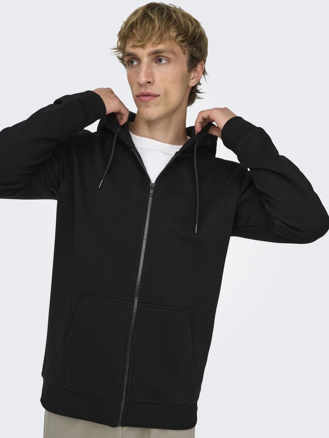 Onsceres Zip Thr. Hoodie Sweat Noos Black