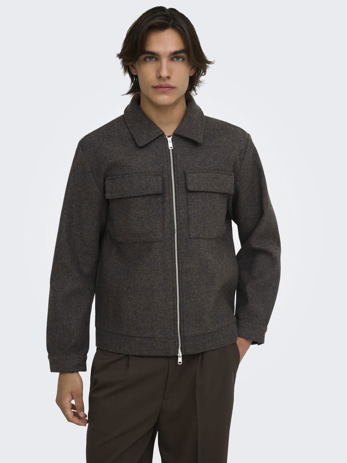 Onsrush Wool Jacket Otw Frml Noos Dark Grey Melange