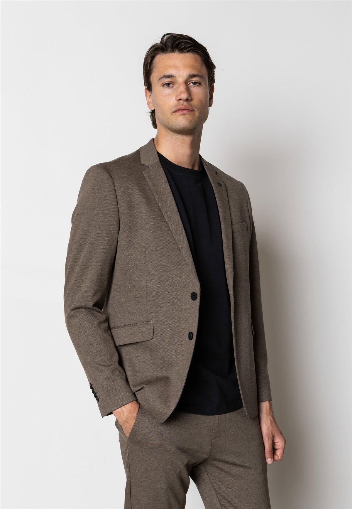Brendon Jersey Blazer Dark Khaki