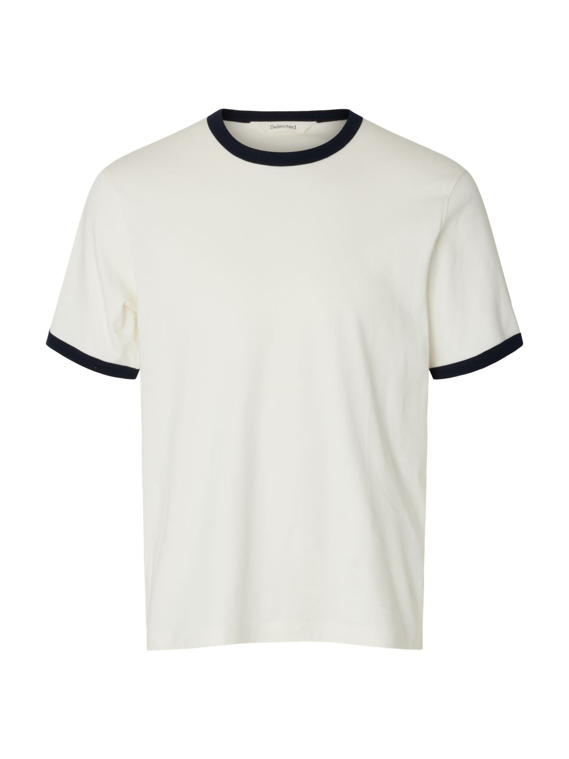 Slmtaj Ringer Mid Peach Ss O-Neck Tee Egret Sky Captain