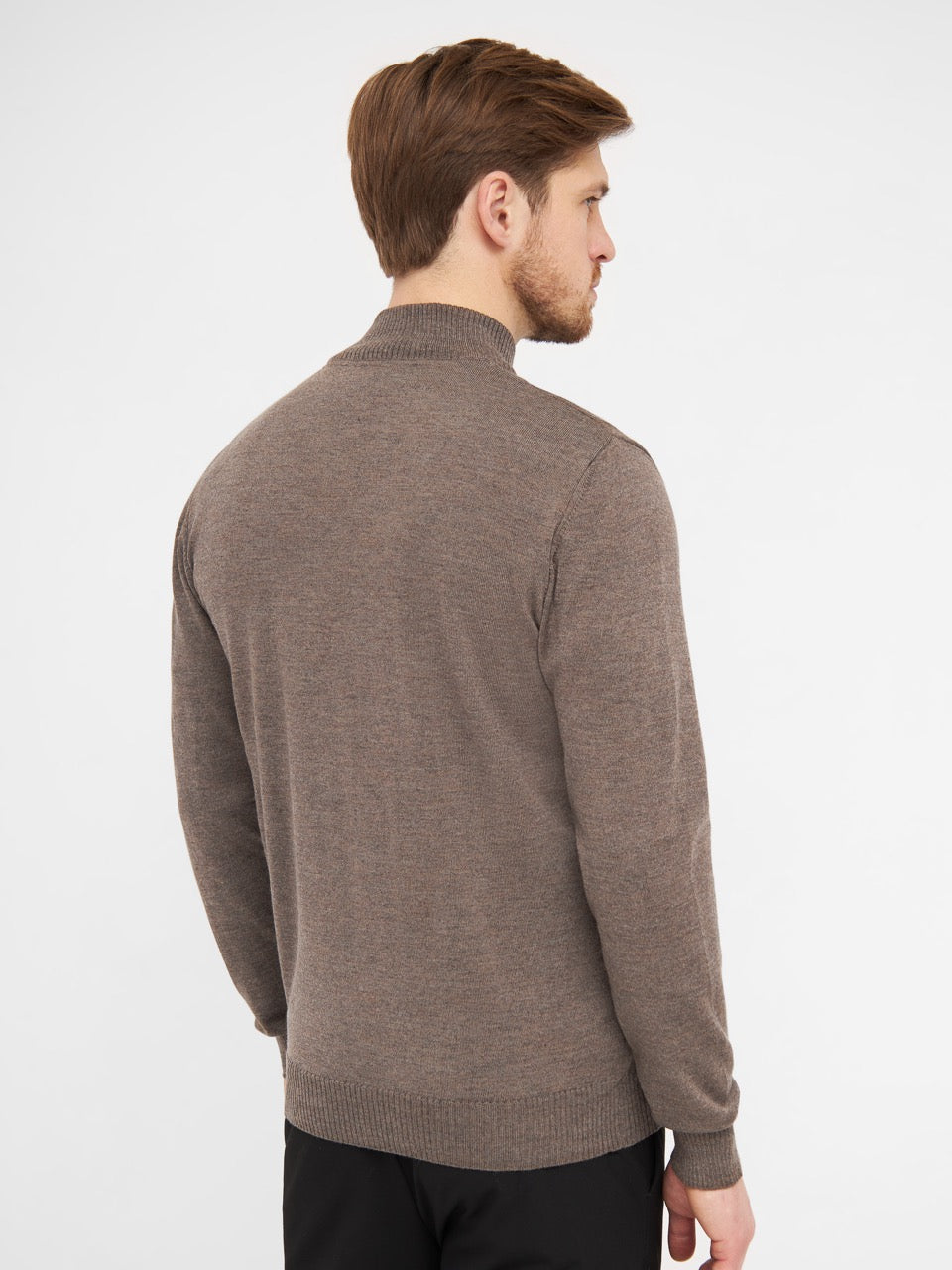 Milan pullover 1/4 zip Dark Khaki Melange