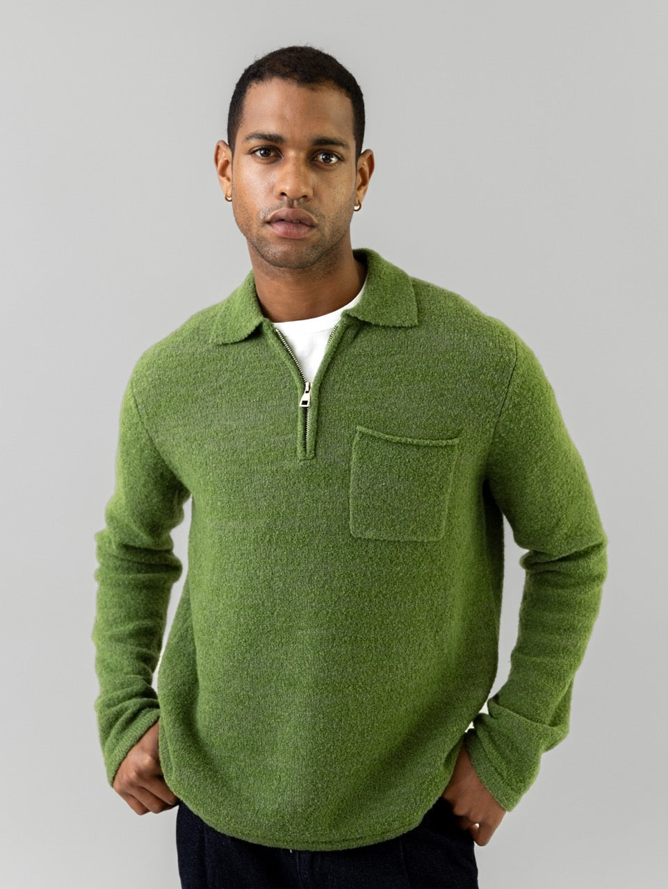 MMGRyan soft zip polo pullover Cactus