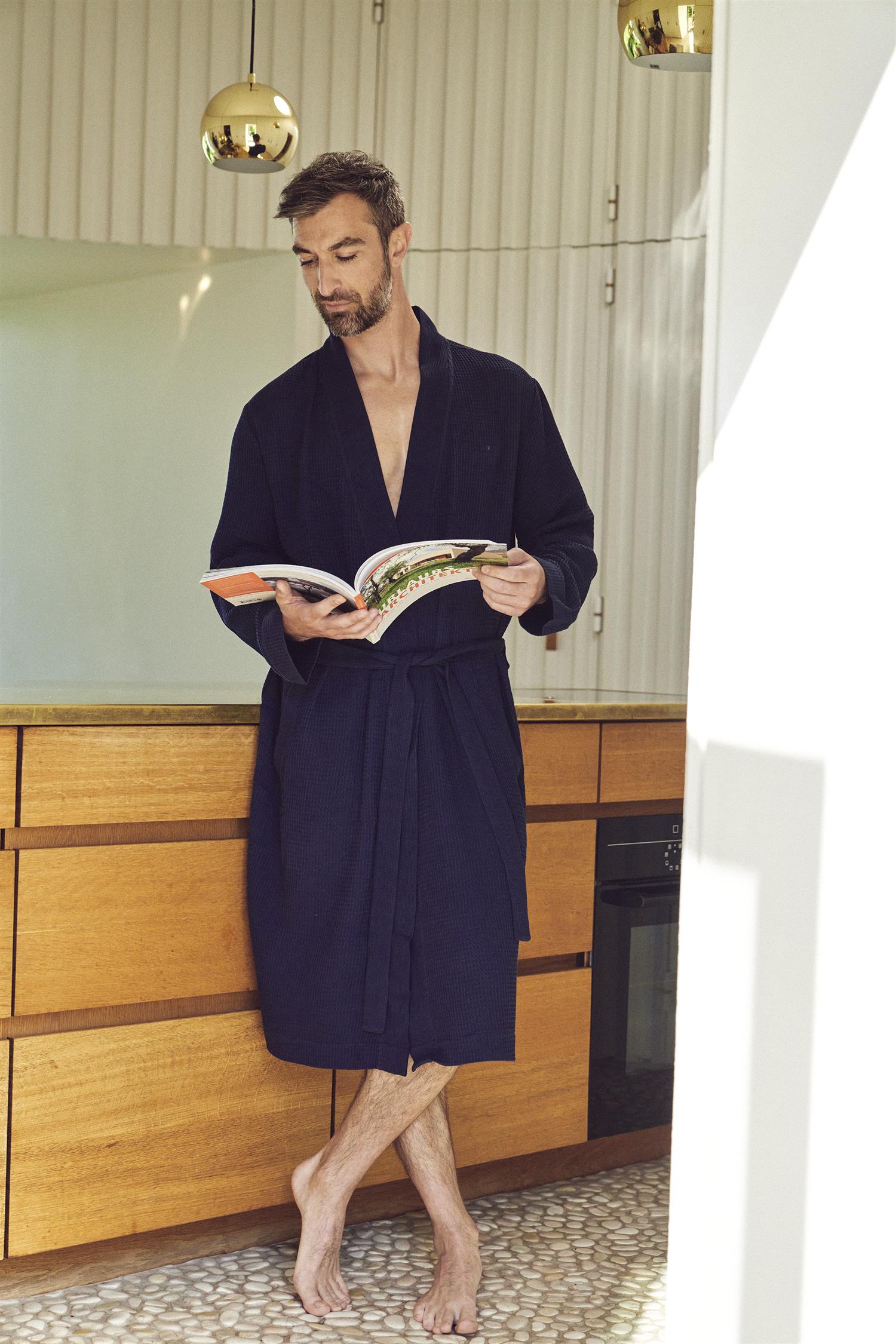 JBS of DK Wafflel Bathrobe FSC Navy
