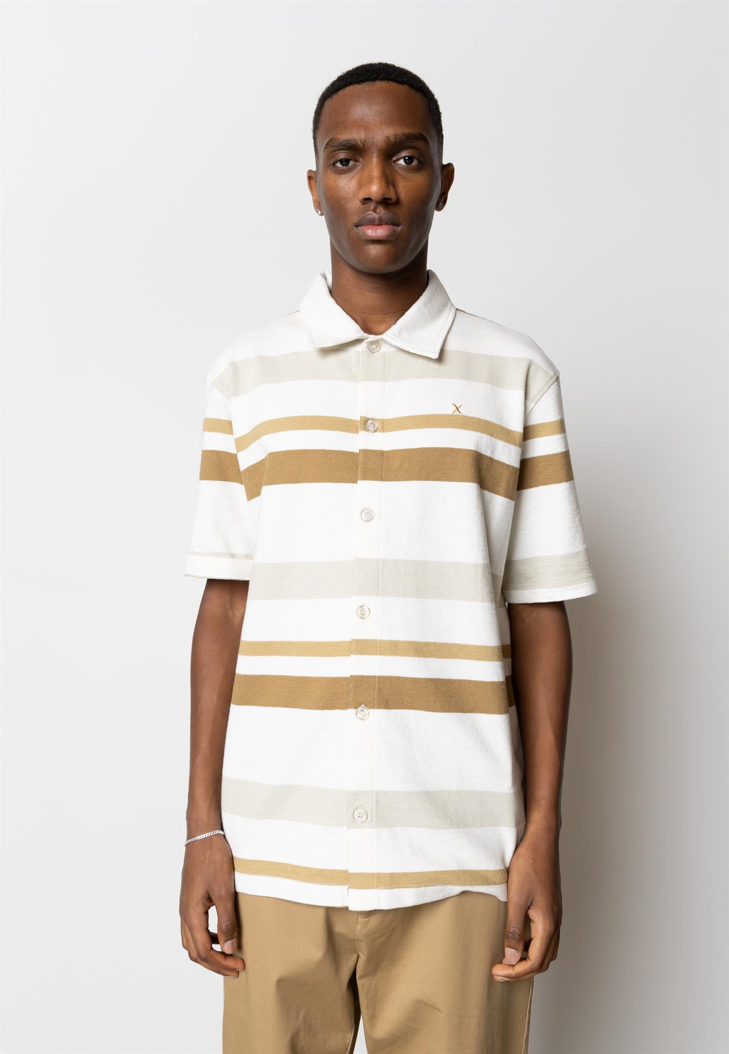 Calton Striped structured SS Ecru