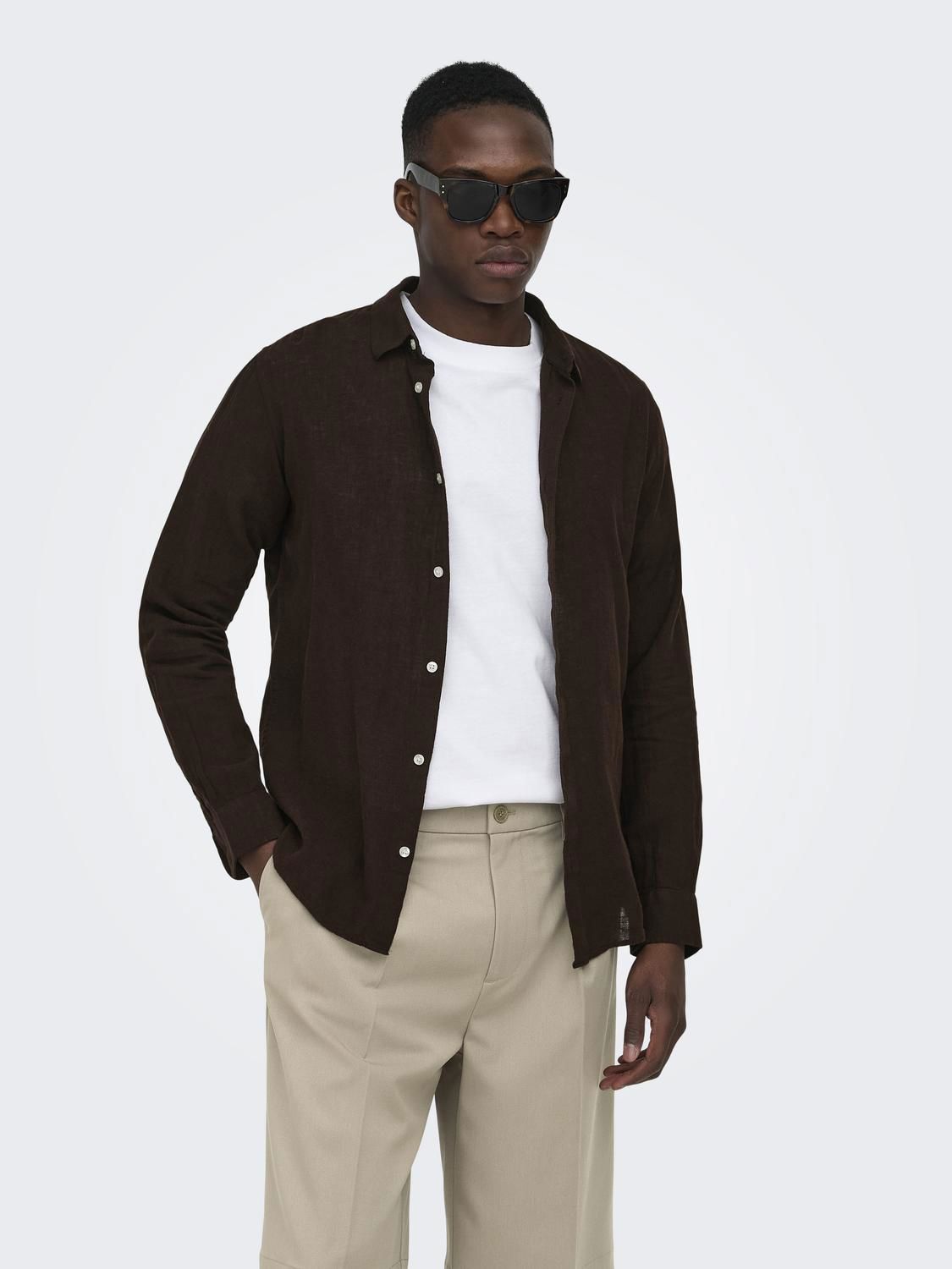 Onscaiden Life Ls Solid Linen Blend Noos Coffee Bean