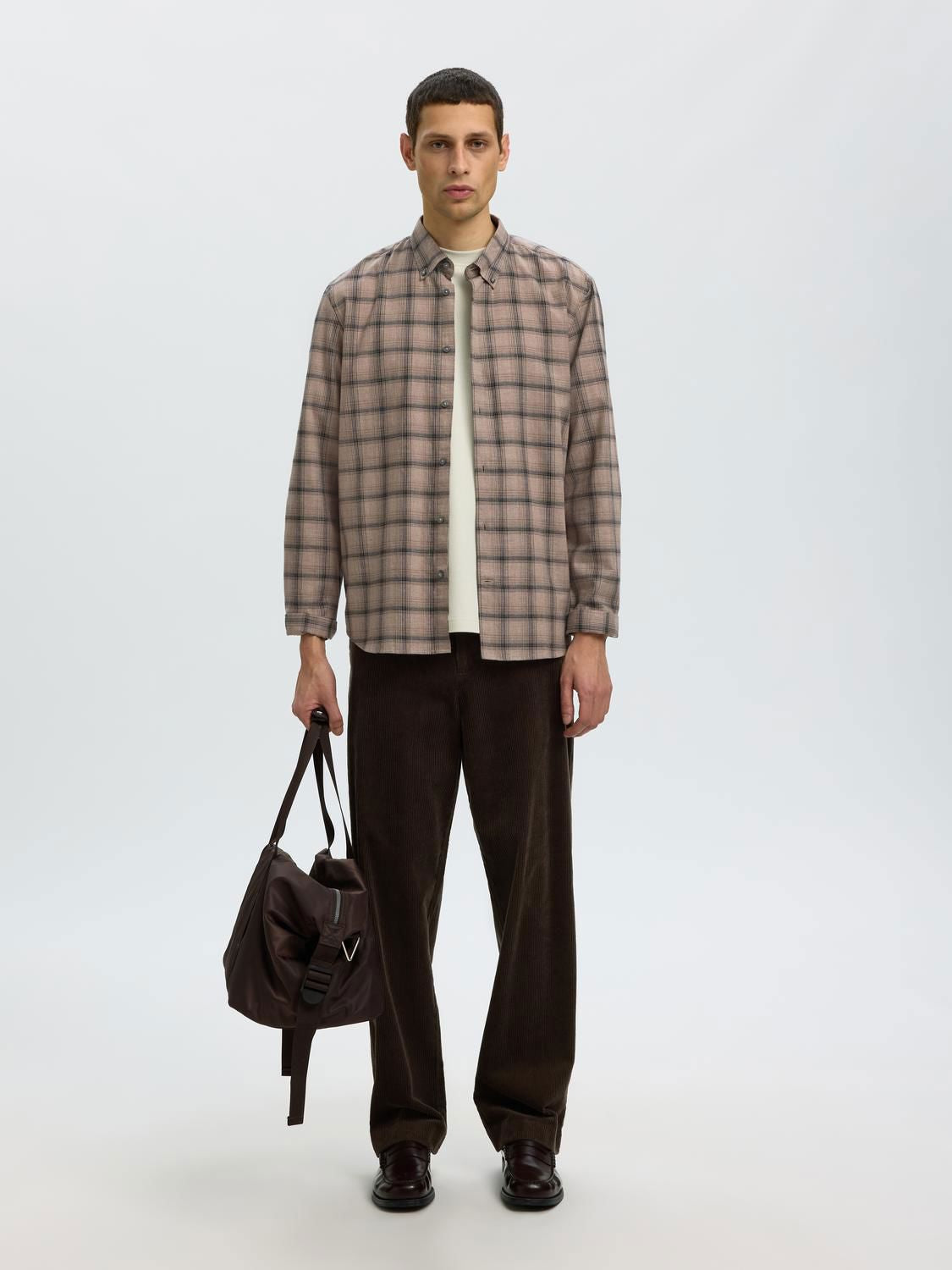 Slmcole-Jay Reg Melange Ls Shirt Noos Cornstalk Black