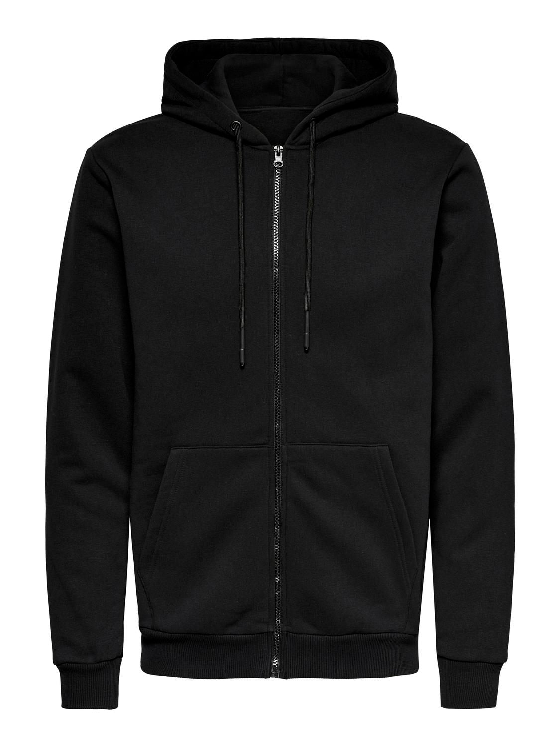 Onsceres Zip Thr. Hoodie Sweat Noos Black