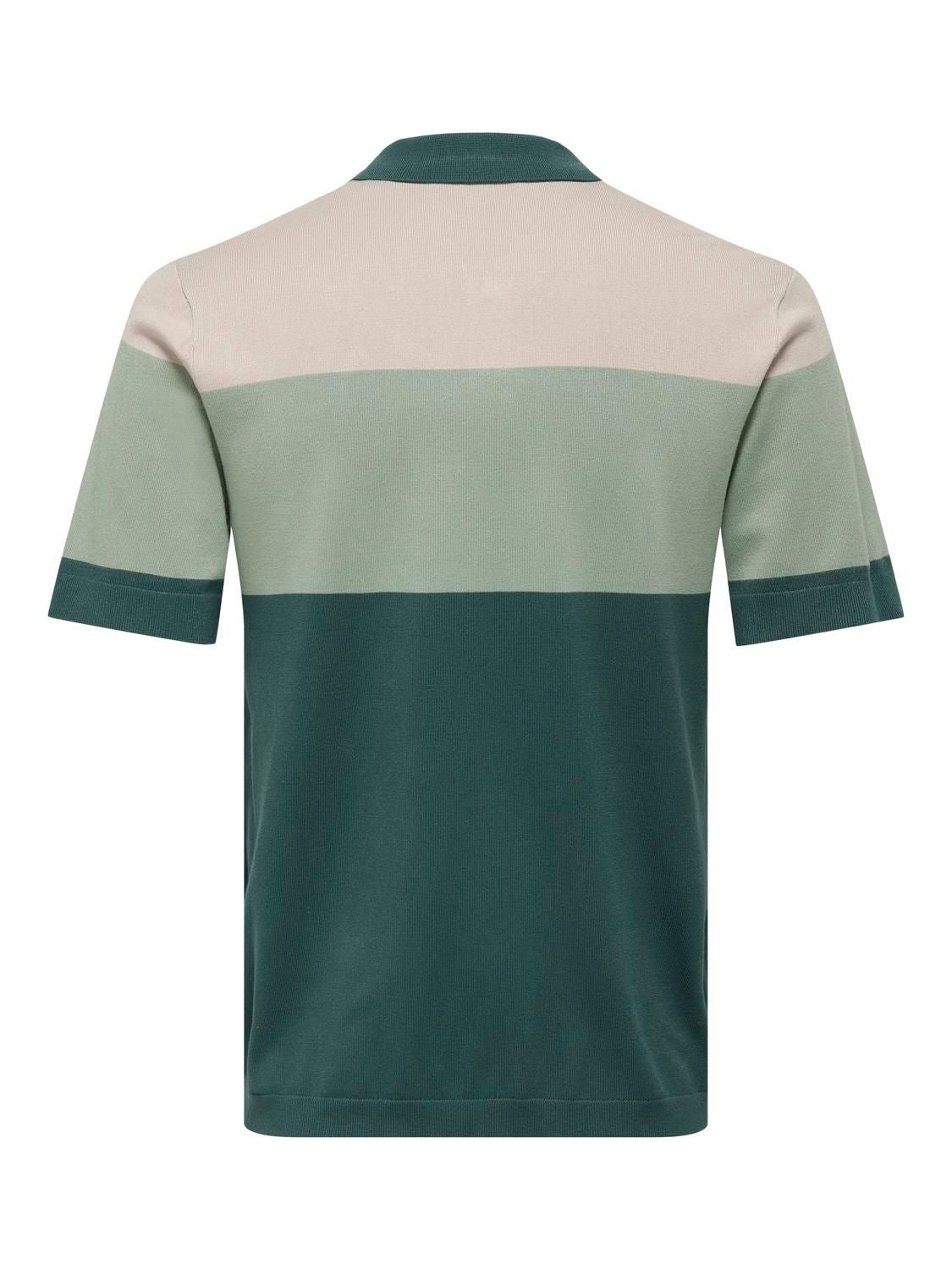 Onswyler Life Reg Block Ss Polo Knit Mallard Green Iceberg Green + Silver Lining