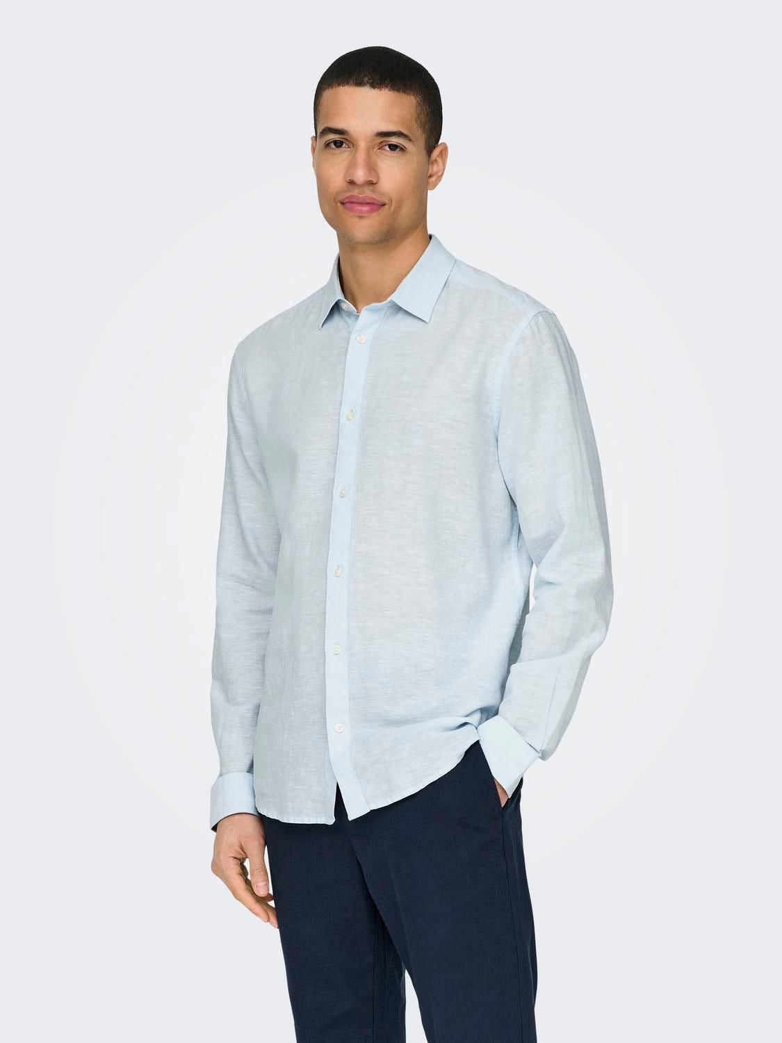 Onscaiden Life Ls Solid Linen Blend Noos Cashmere Blue