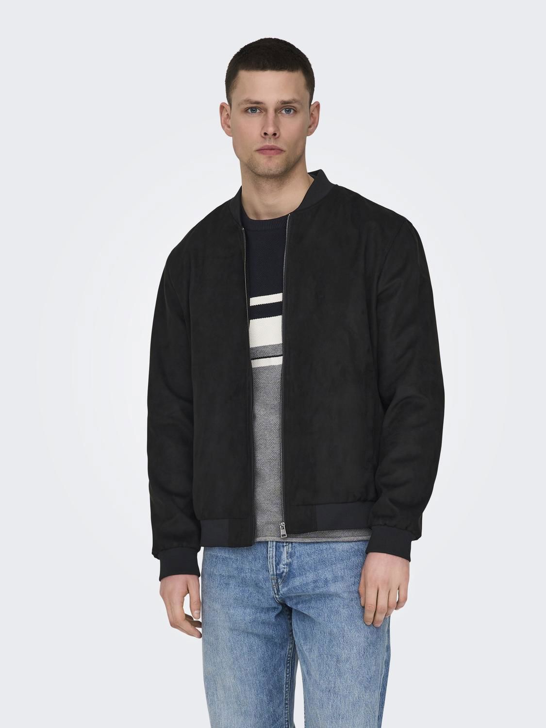 Onslucas Fake Suede Bomber Otw Noos Black