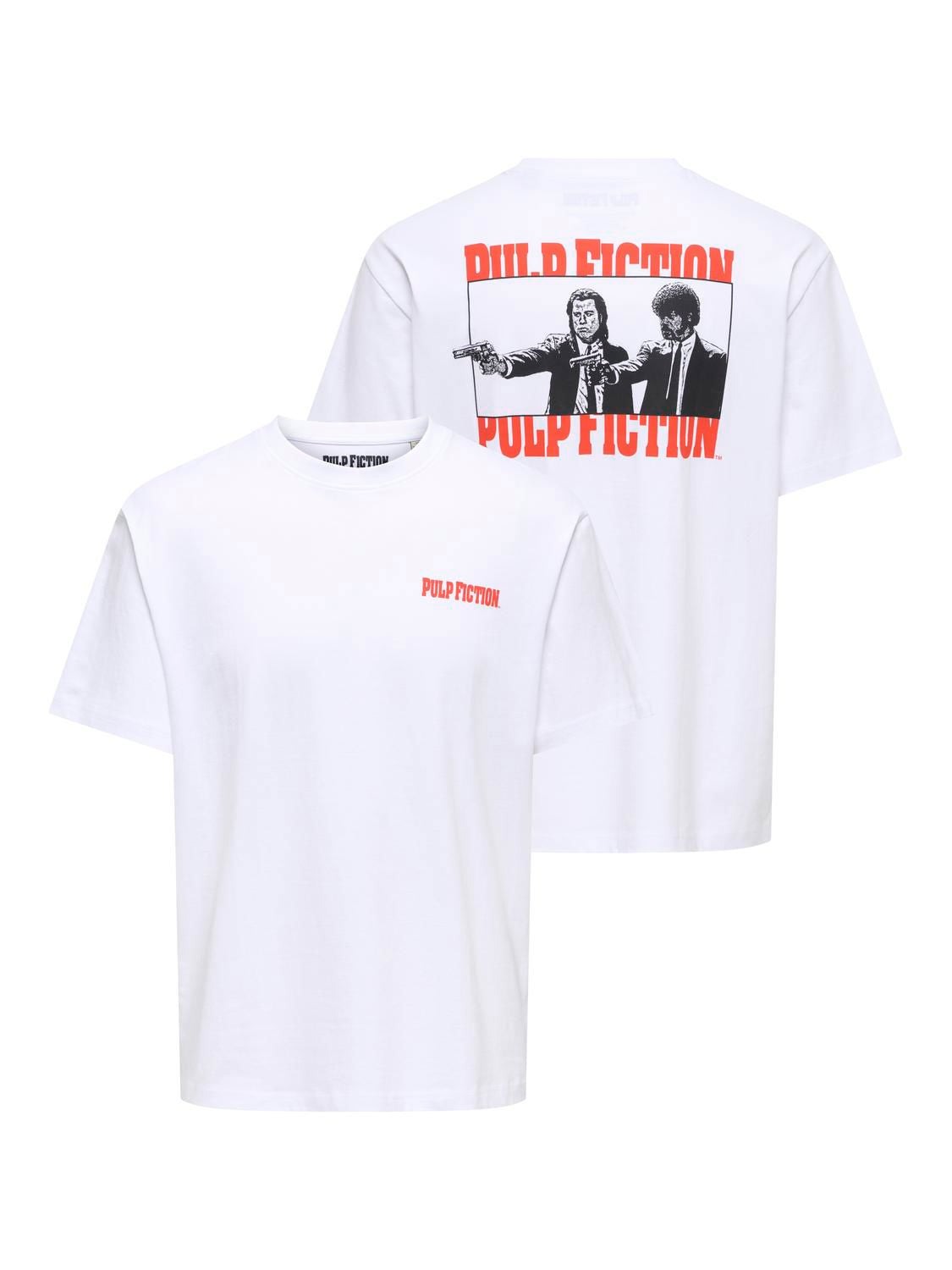 Onspulp Fiction Life Rlx Ss Lic Tee Bright White Red Pulp Fiction