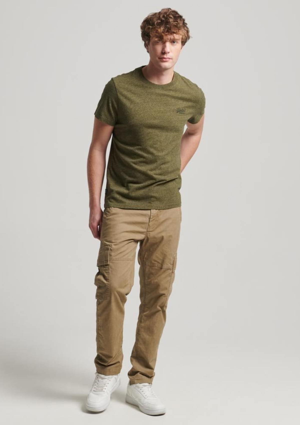 Essential Logo EMB TEE Olive Flecks