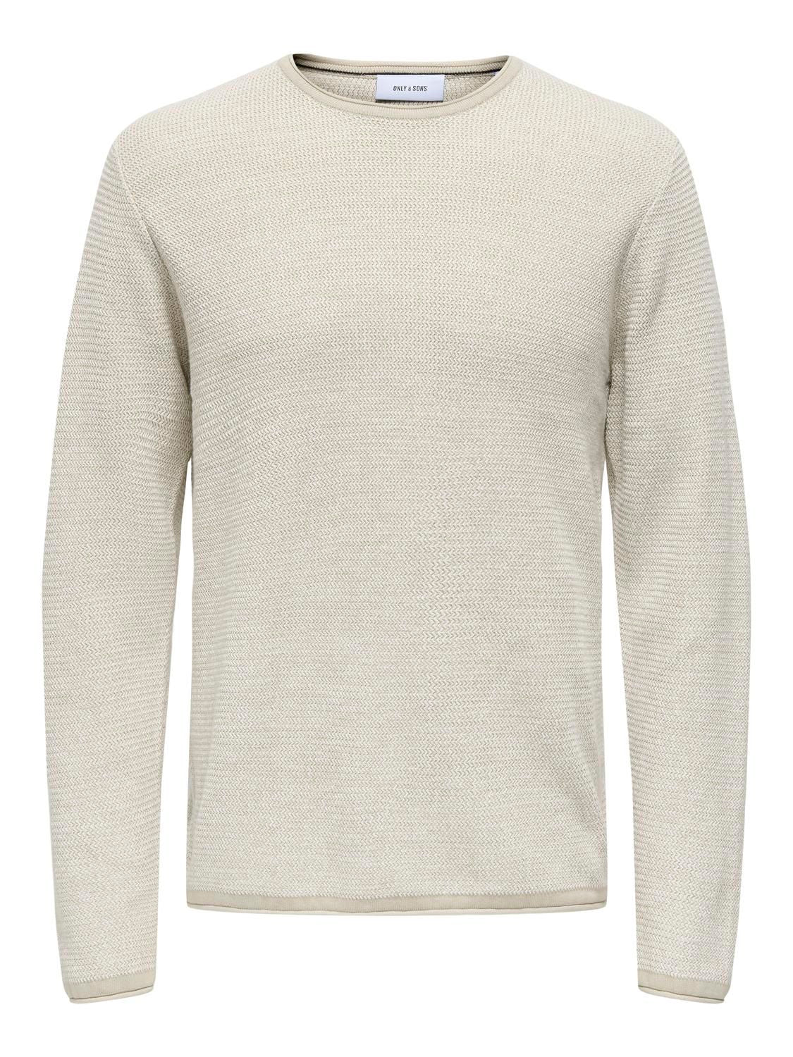 Onseric Reg 12 Struc Crew Knit Noos Silver Lining W. Cloud Dancer