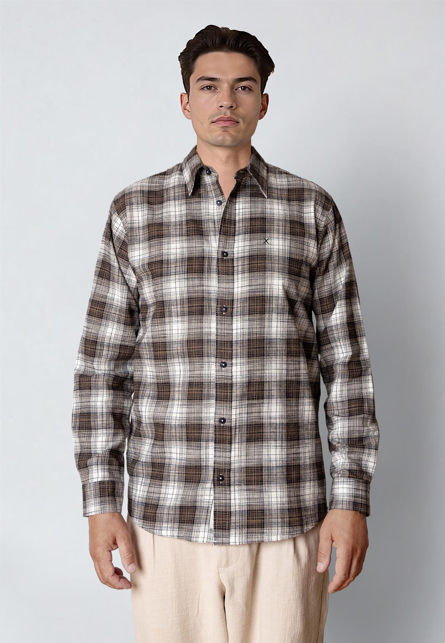 Remy Checked Shirt Shitake/Navy