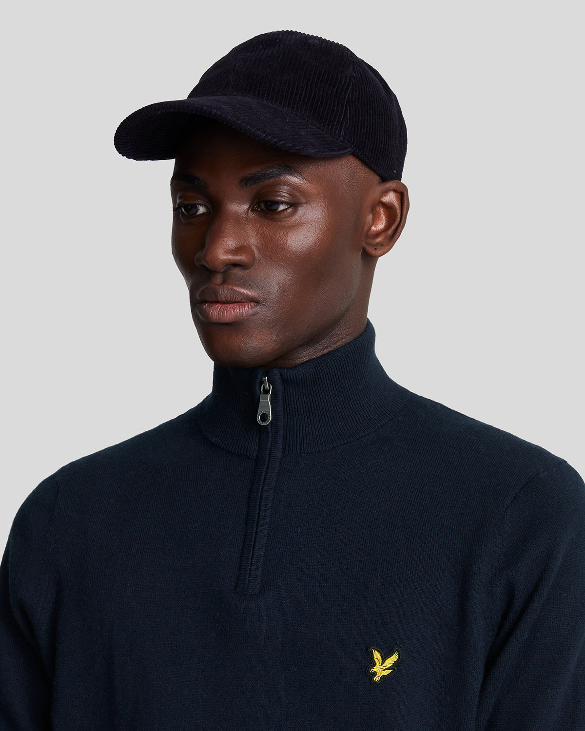 Cotton Merino Quarter Zip Jumper Dark Navy