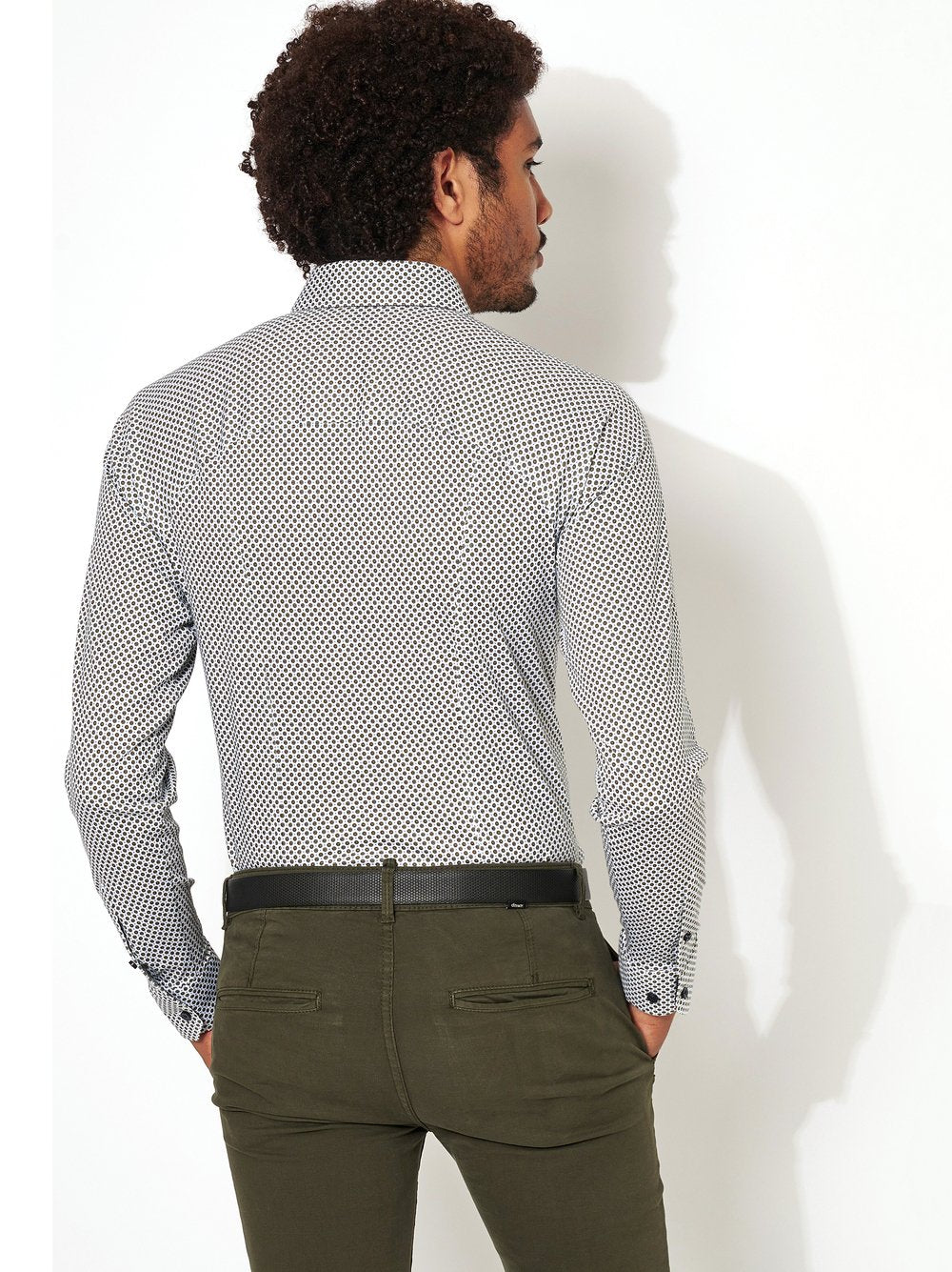 Kent 1/1 Shirts L/S White With Green Dots