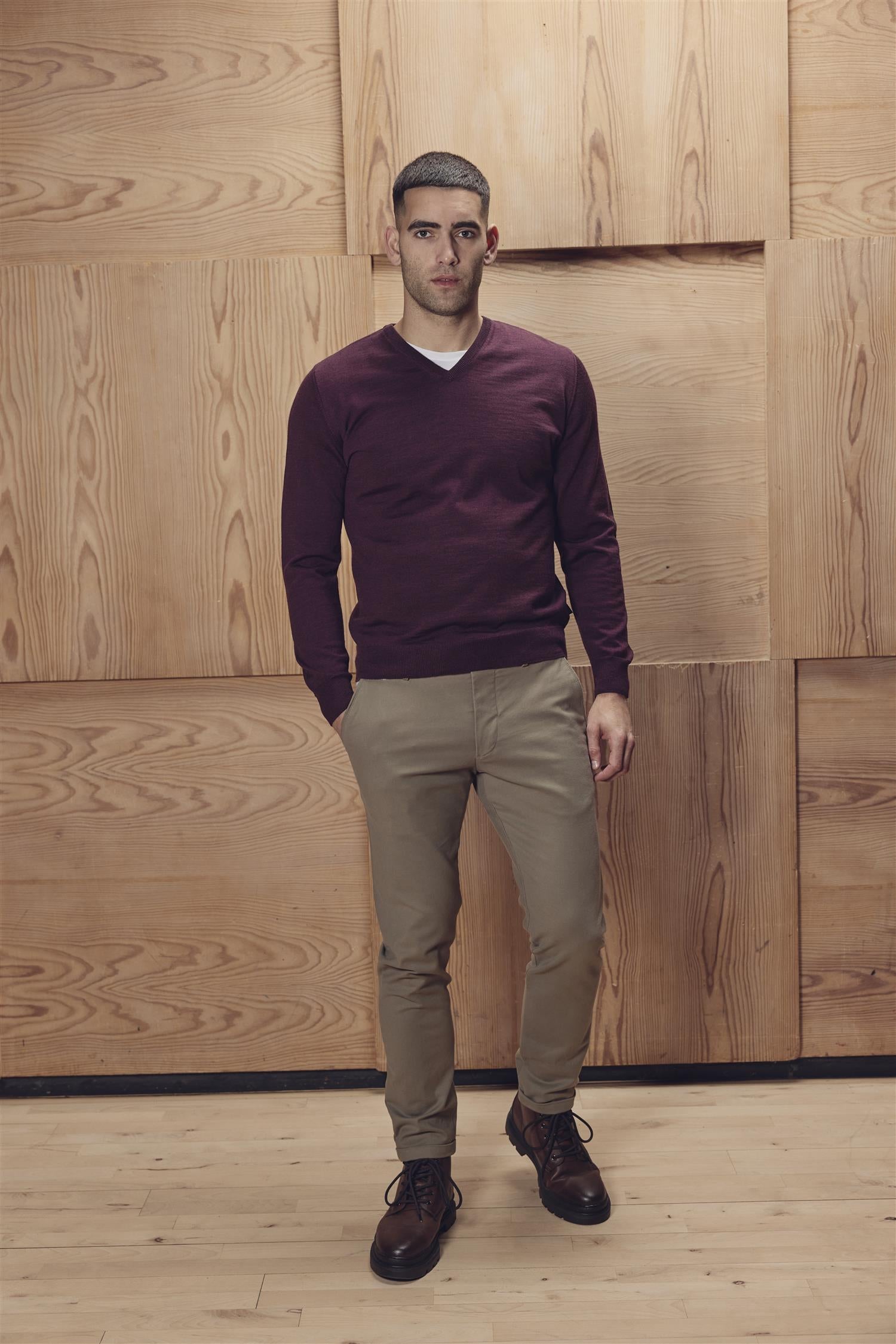 Milan Pullover V Neck Reg.fit Burgunder