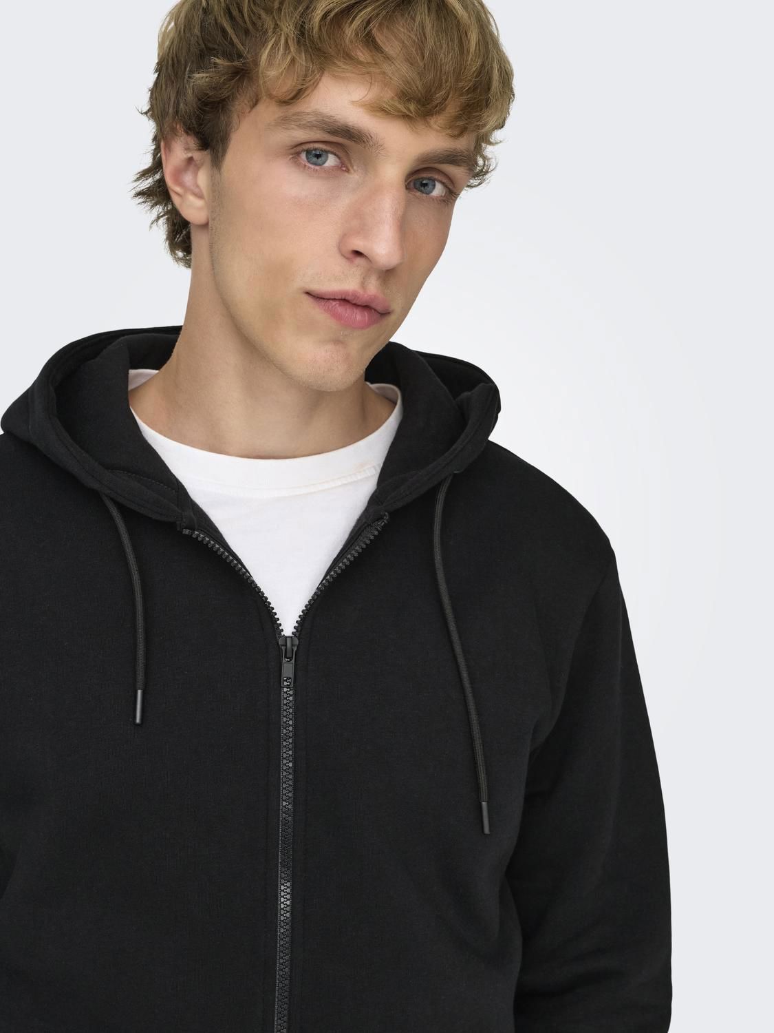 Onsceres Zip Thr. Hoodie Sweat Noos Black