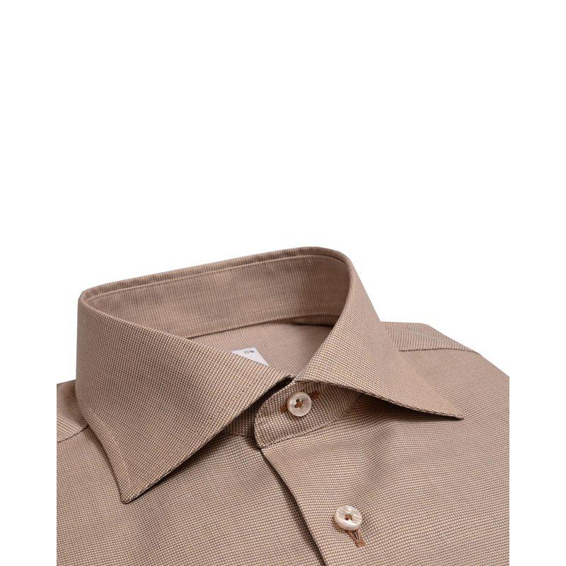 Slim Fit Skjorte – Beige Struktur 024 Champagne Beige Plain