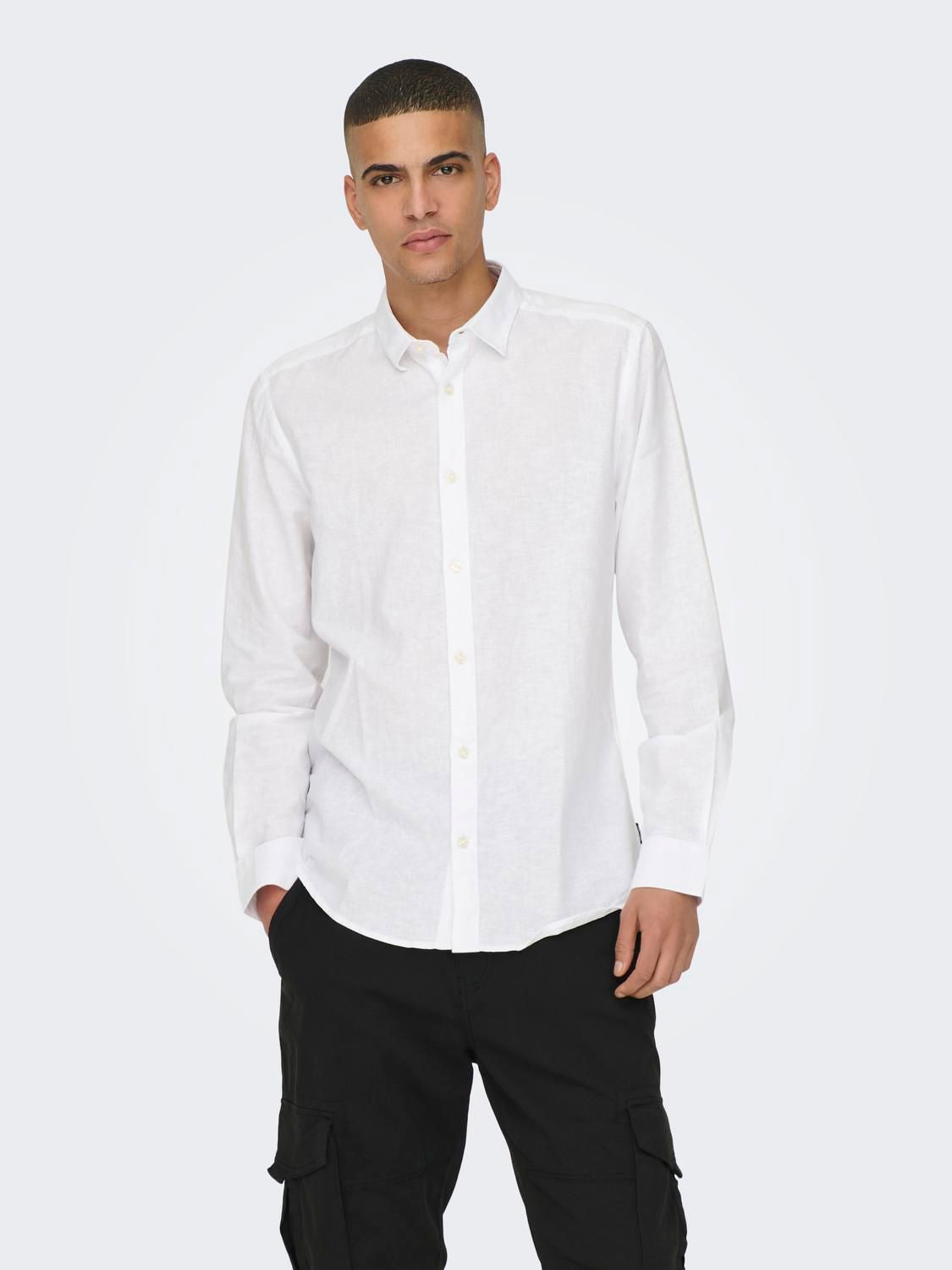 Onscaiden Life Ls Solid Linen Blend Noos White