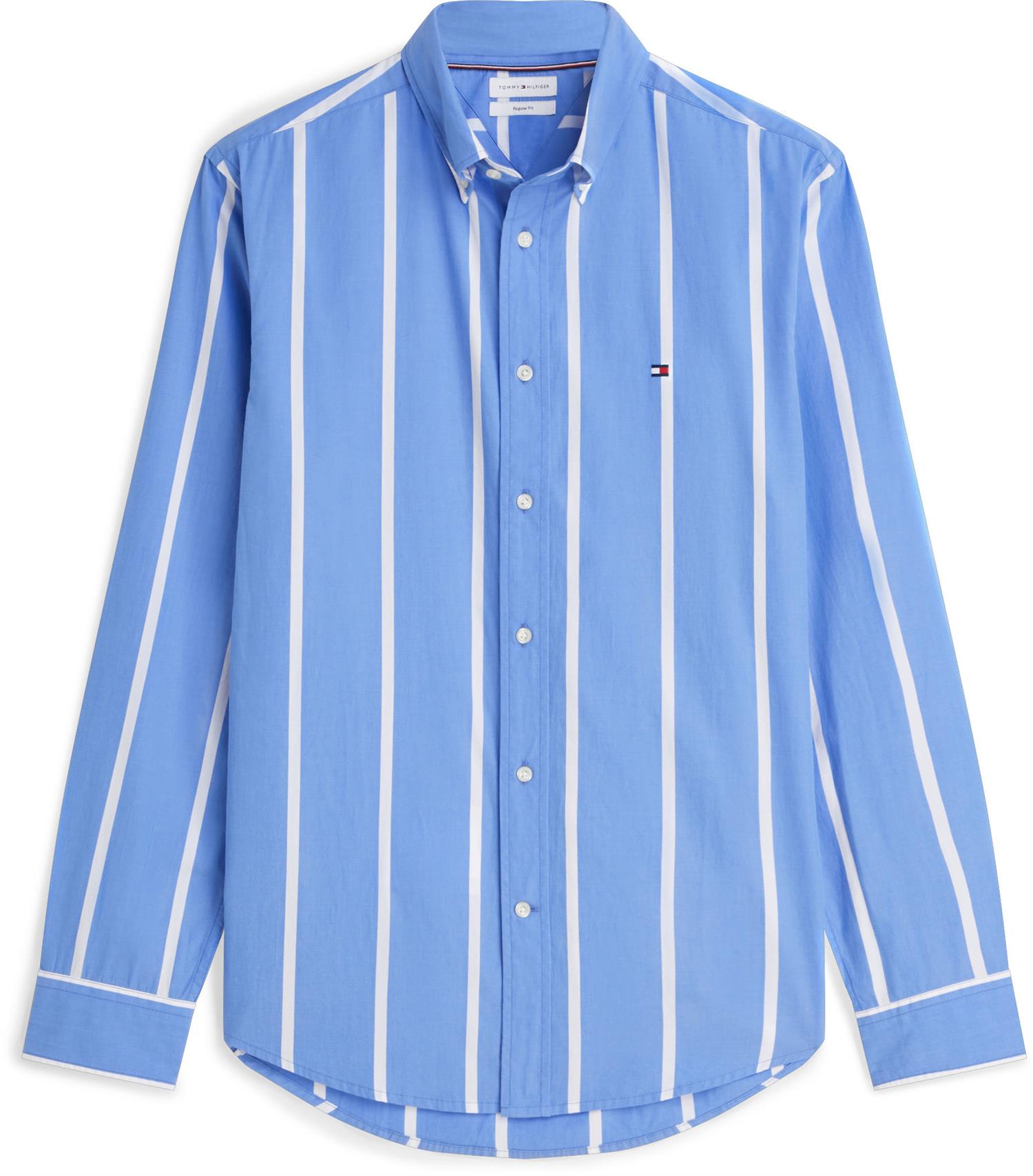 Spaced Stripe Poplin Rf Shirt Blue Stripe