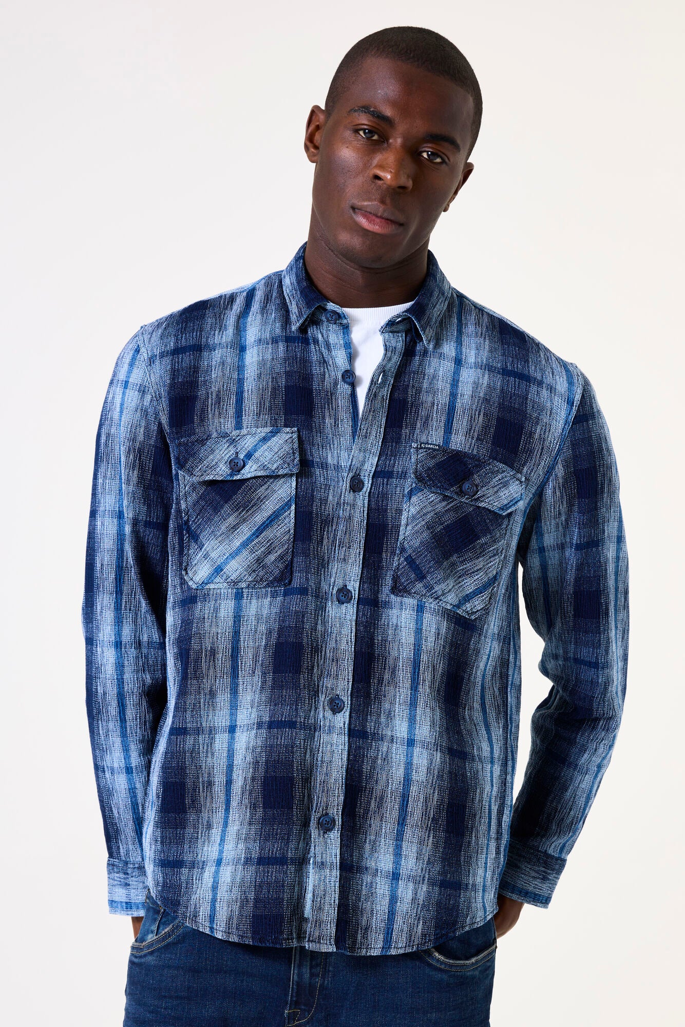 I51284 men´s shirt LS Indigo