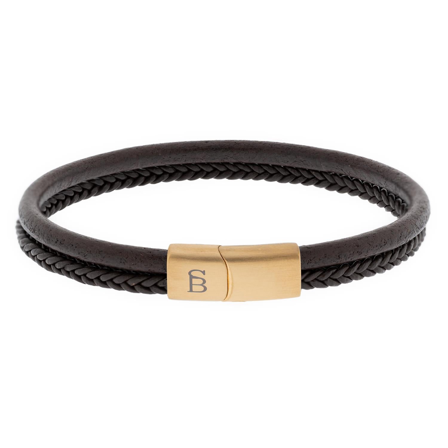 Leather Bracelet Denby Gold Brown