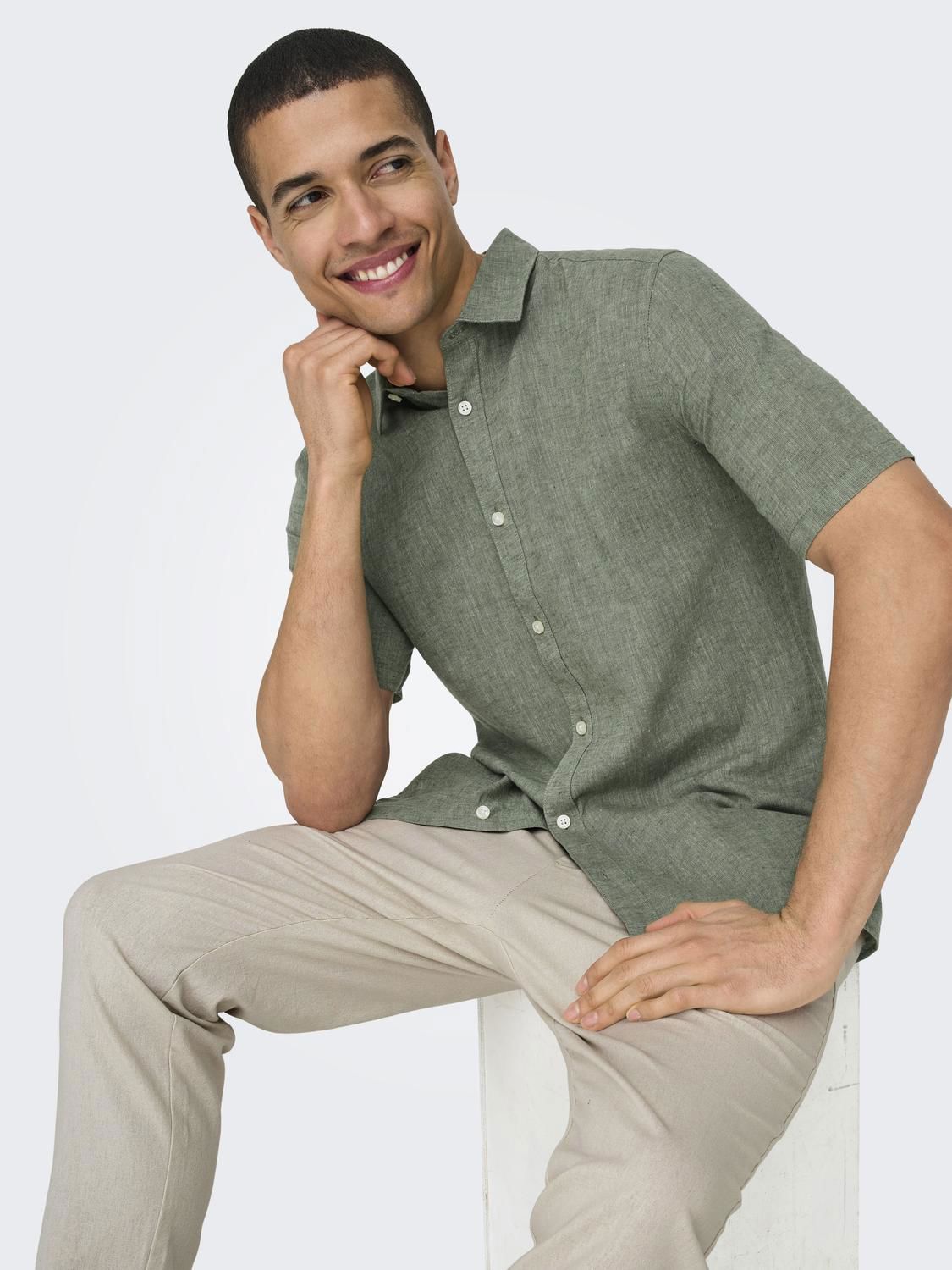 Onscaiden Life Ss Solid Linen Blend Noos Swamp