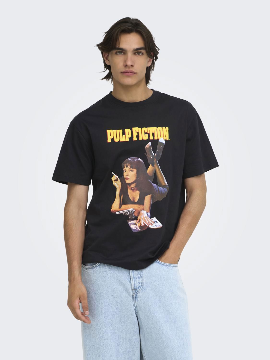 Onspulp Fiction Life Rlx Ss Lic Tee Jet Black Woman