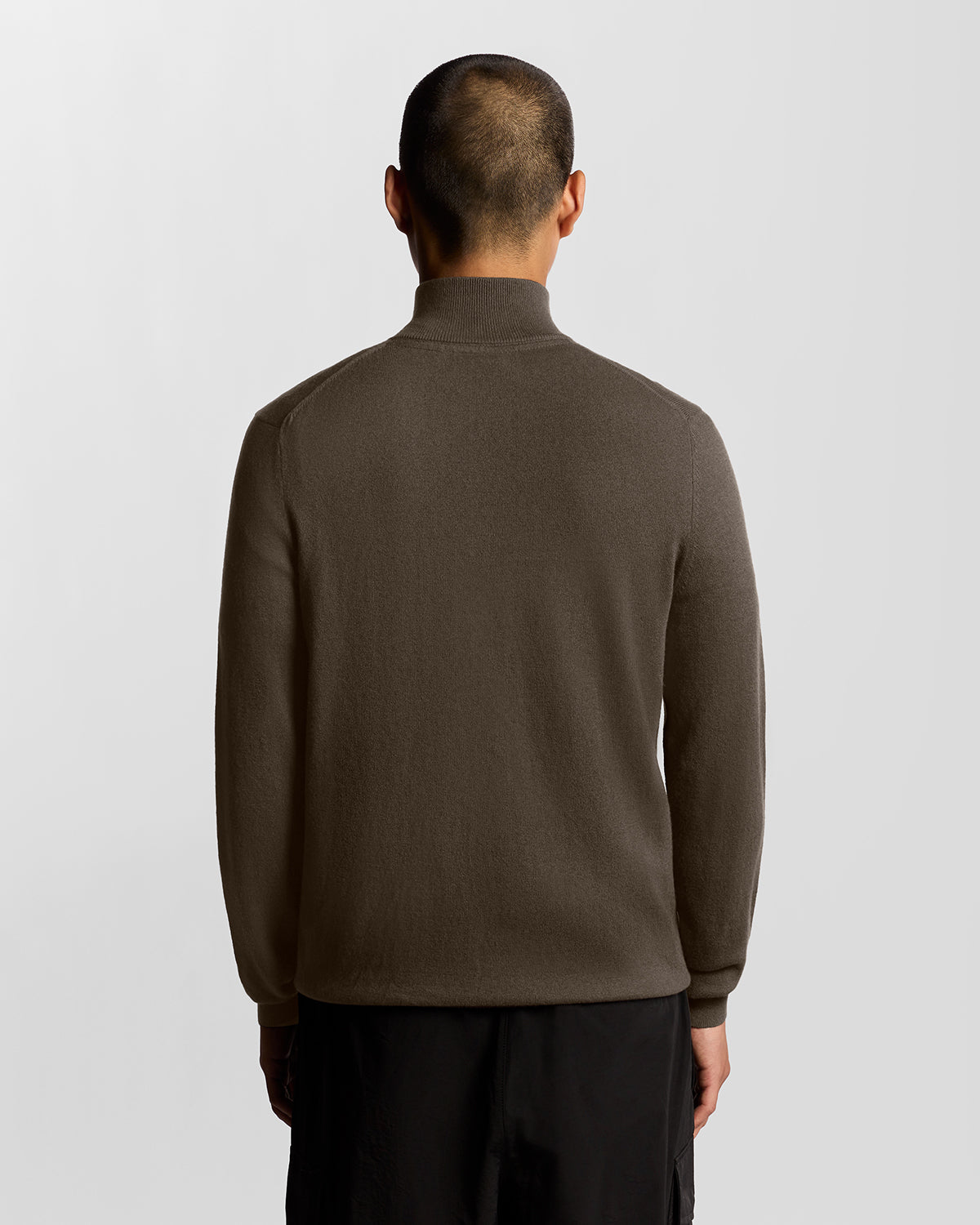 Cotton Merino Quarter Zip Jumper Espresso