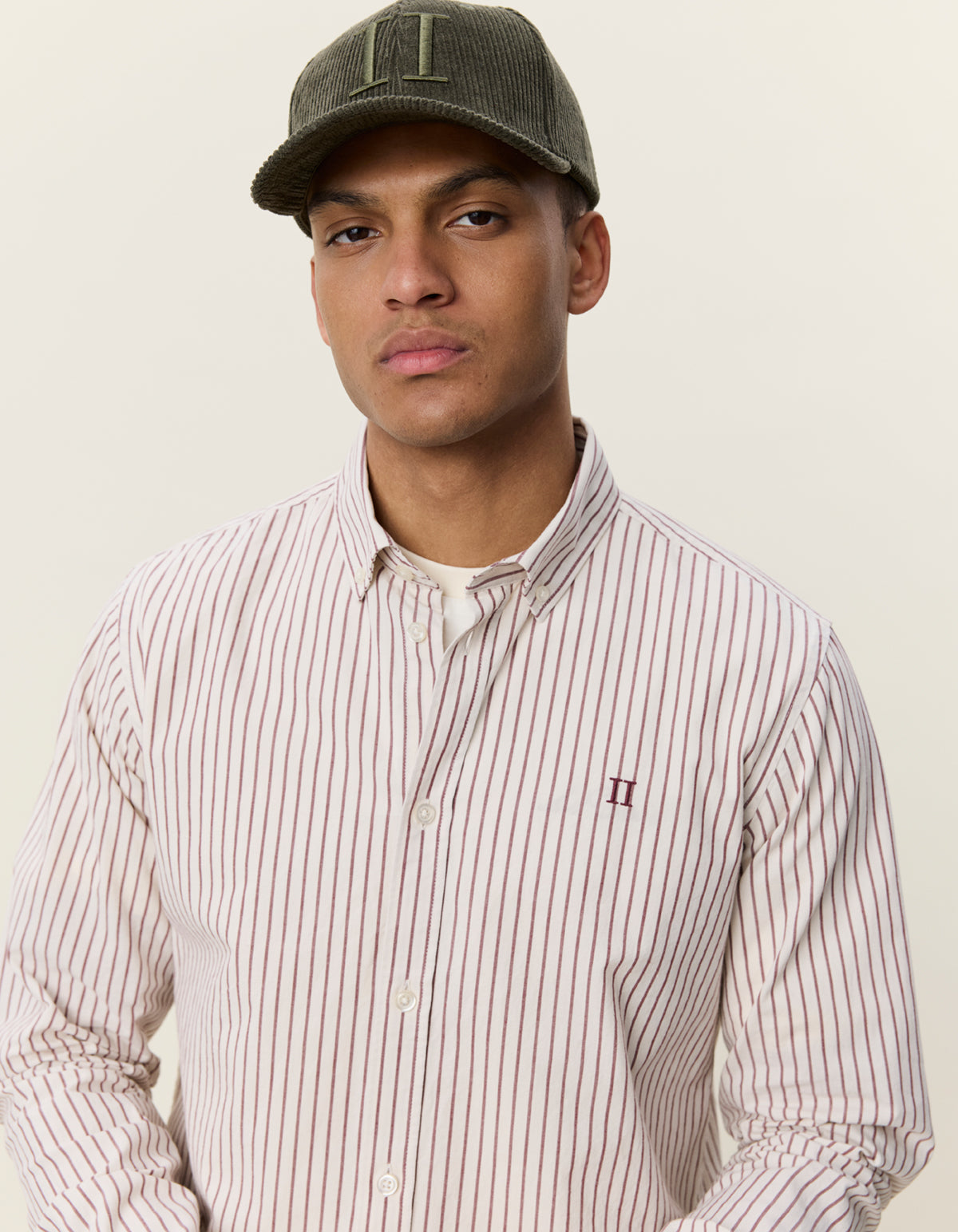 Light Oxford Striped Shirt Burgunder