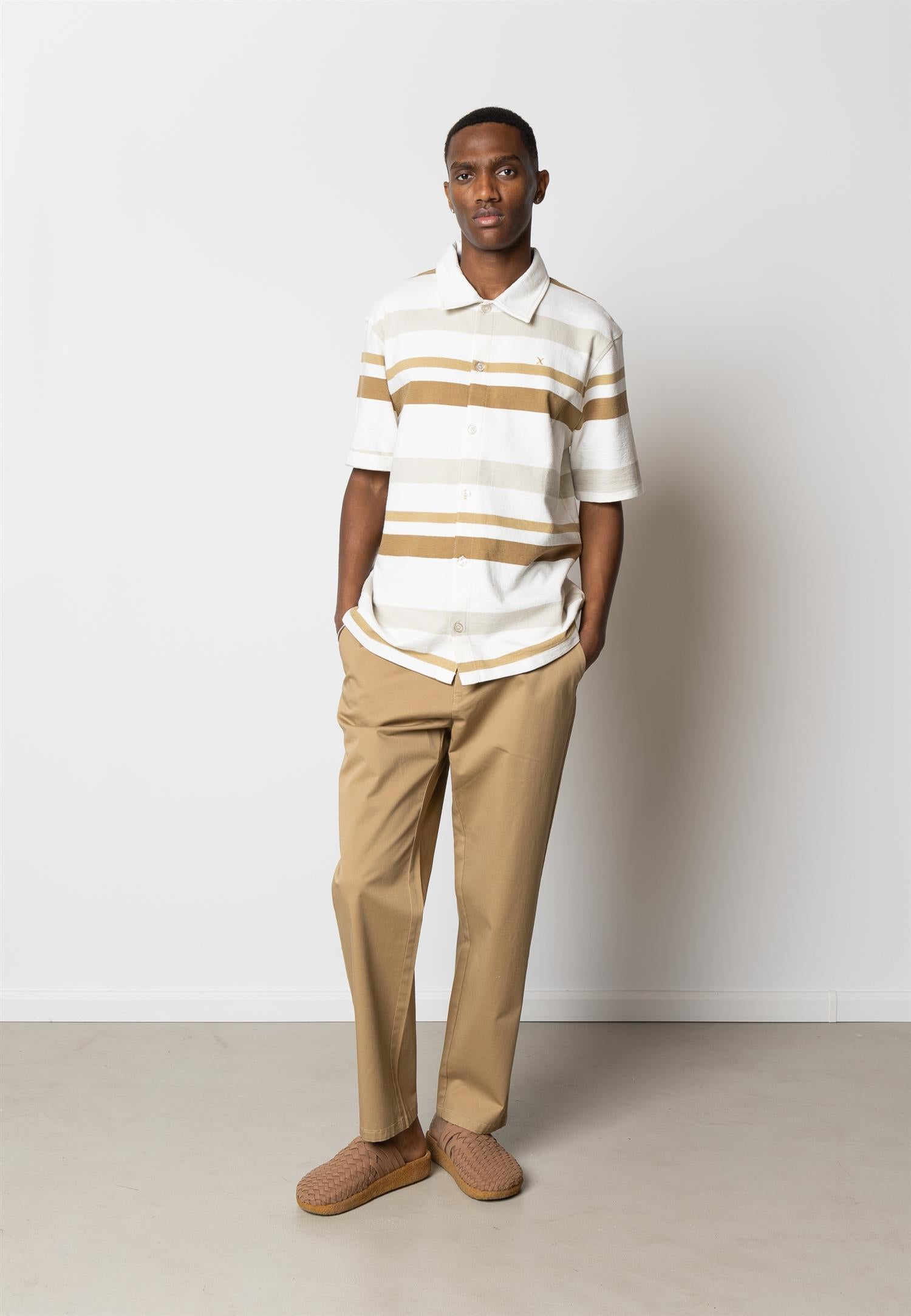 Calton Striped structured SS Ecru