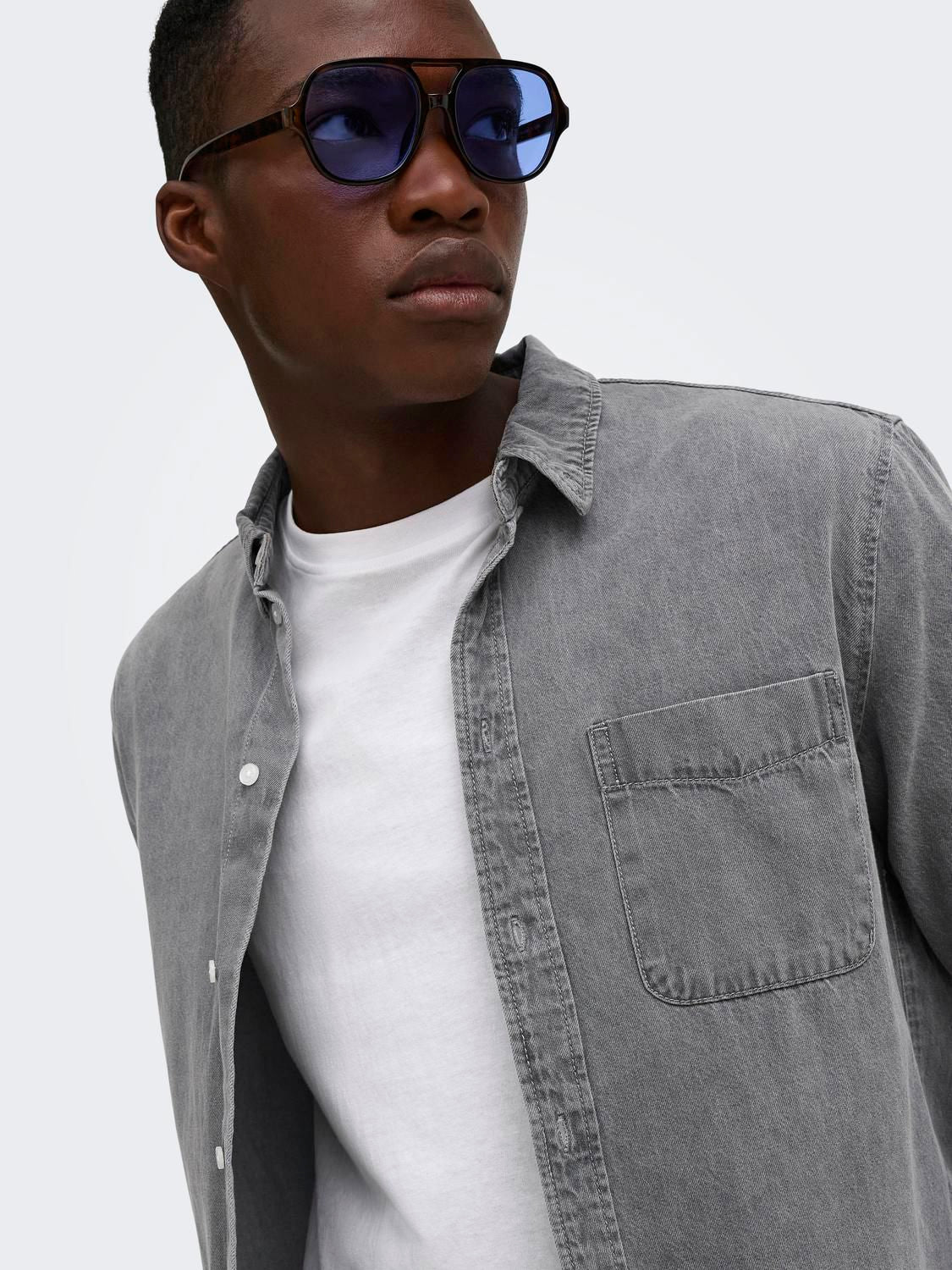 Onsorson Regular Yfm Dnm Shirt Noos Light Grey Denim
