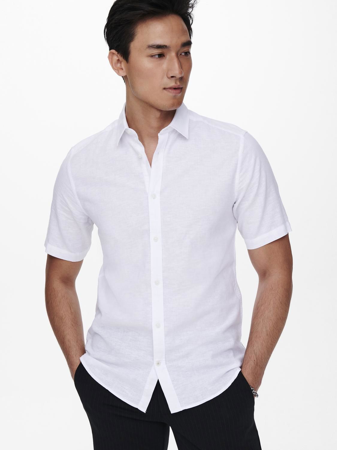 Onscaiden Life Ss Solid Linen Blend Noos White