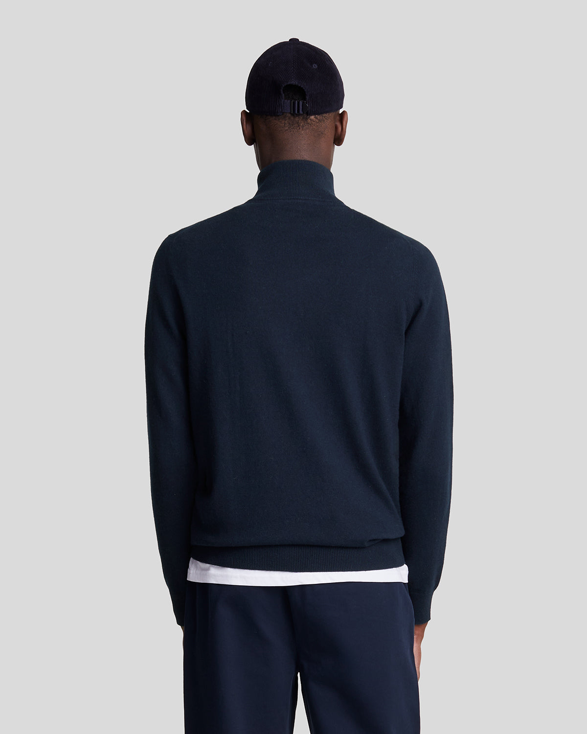 Cotton Merino Quarter Zip Jumper Dark Navy