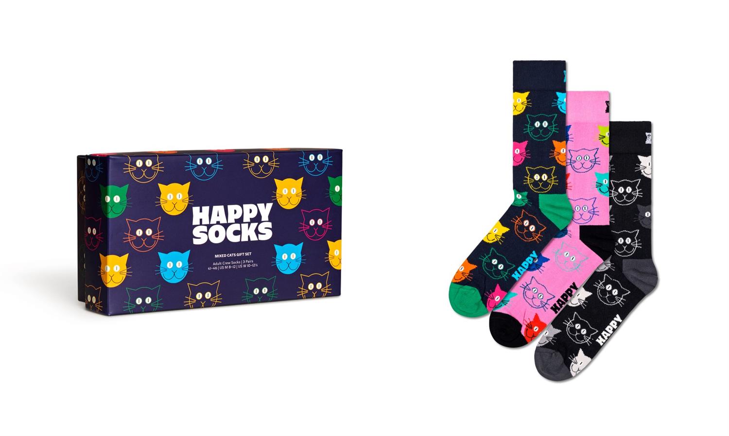 3-Pack Mixed Cat Socks Gift Set