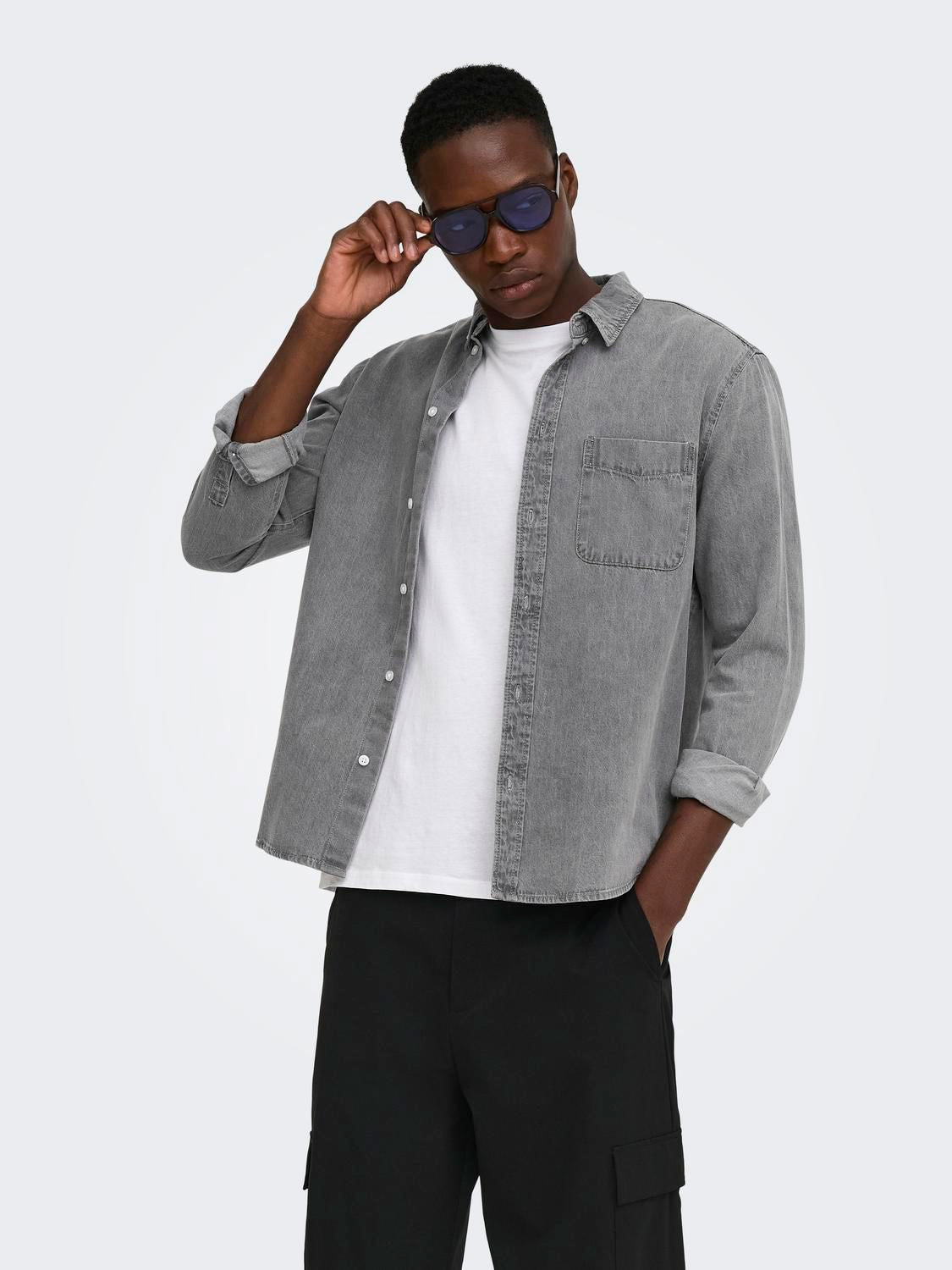 Onsorson Regular Yfm Dnm Shirt Noos Light Grey Denim