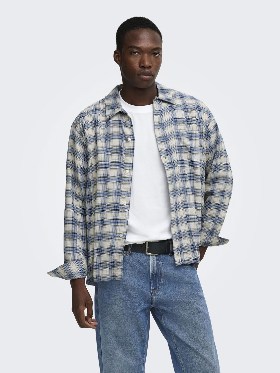 Onshale Flannel Check Shirt Rlx Fit Noos Bluefin