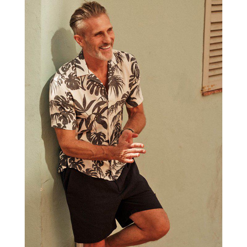 Palm Print Short Sleeve Shirt 310 White Print