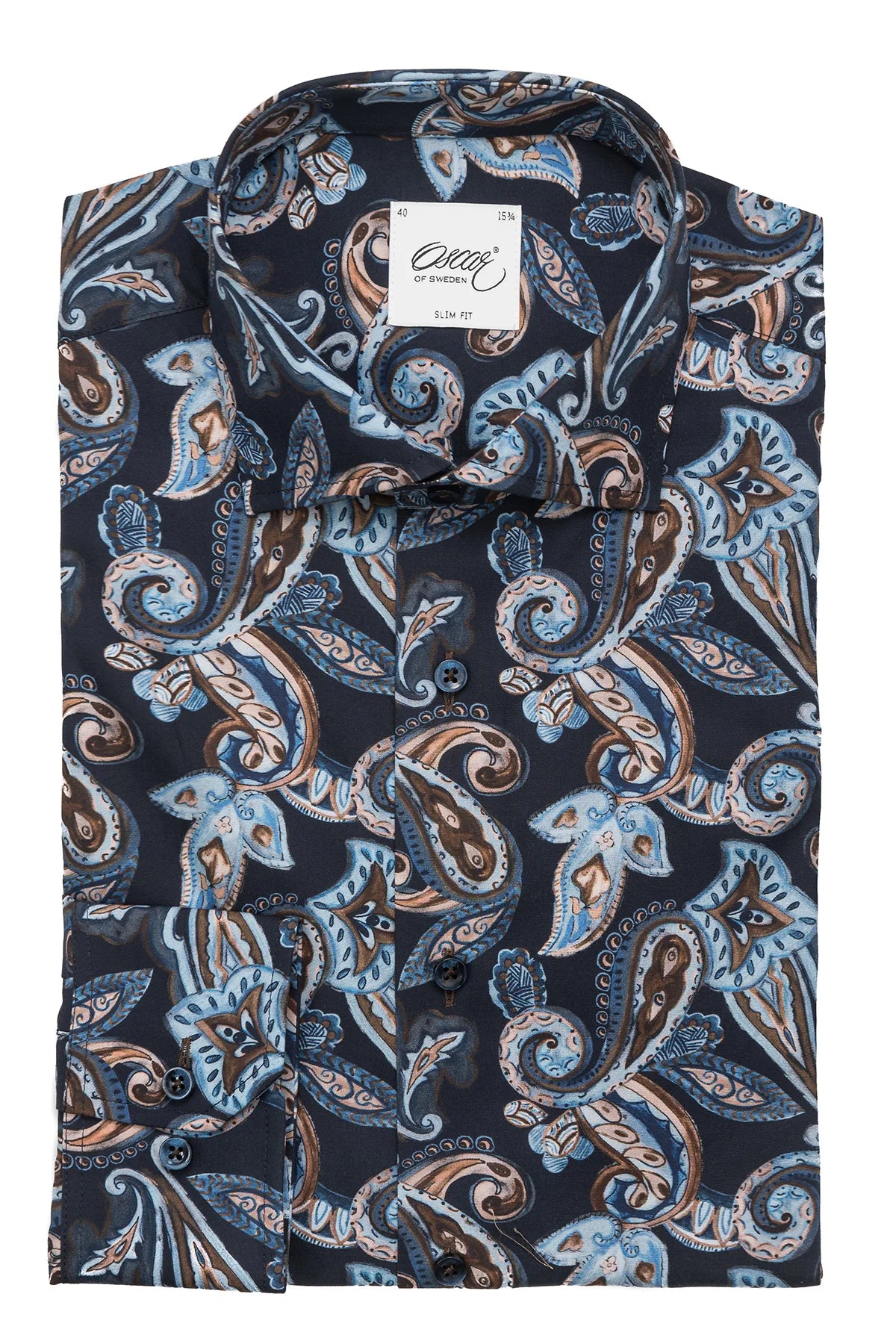 Blue paisley printed slim fit shirt Indigo Blue