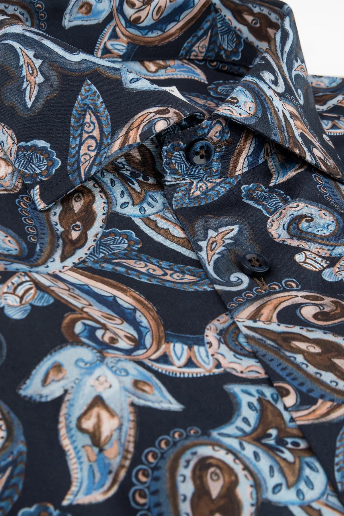 Blue paisley printed slim fit shirt Indigo Blue