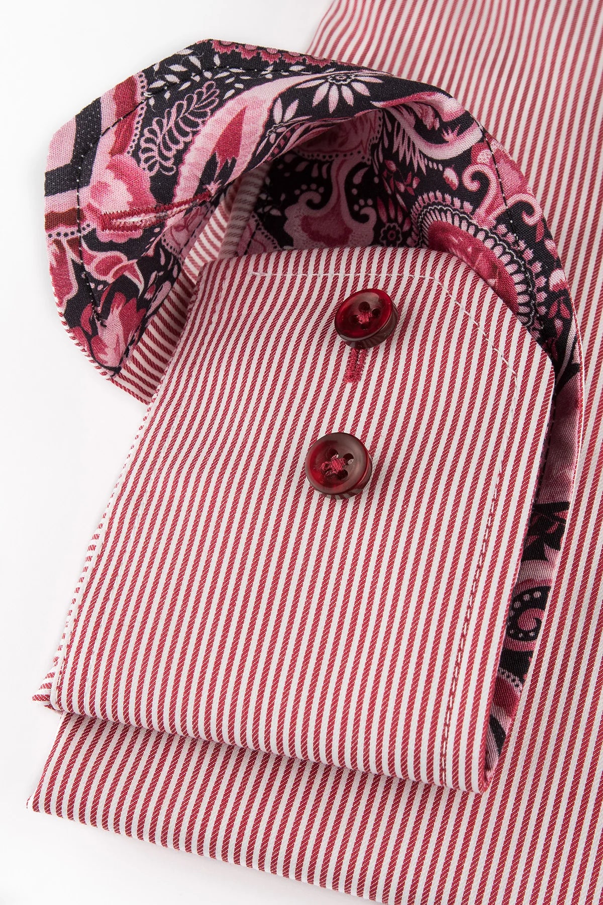 Red striped slim fit shirt with contrast details