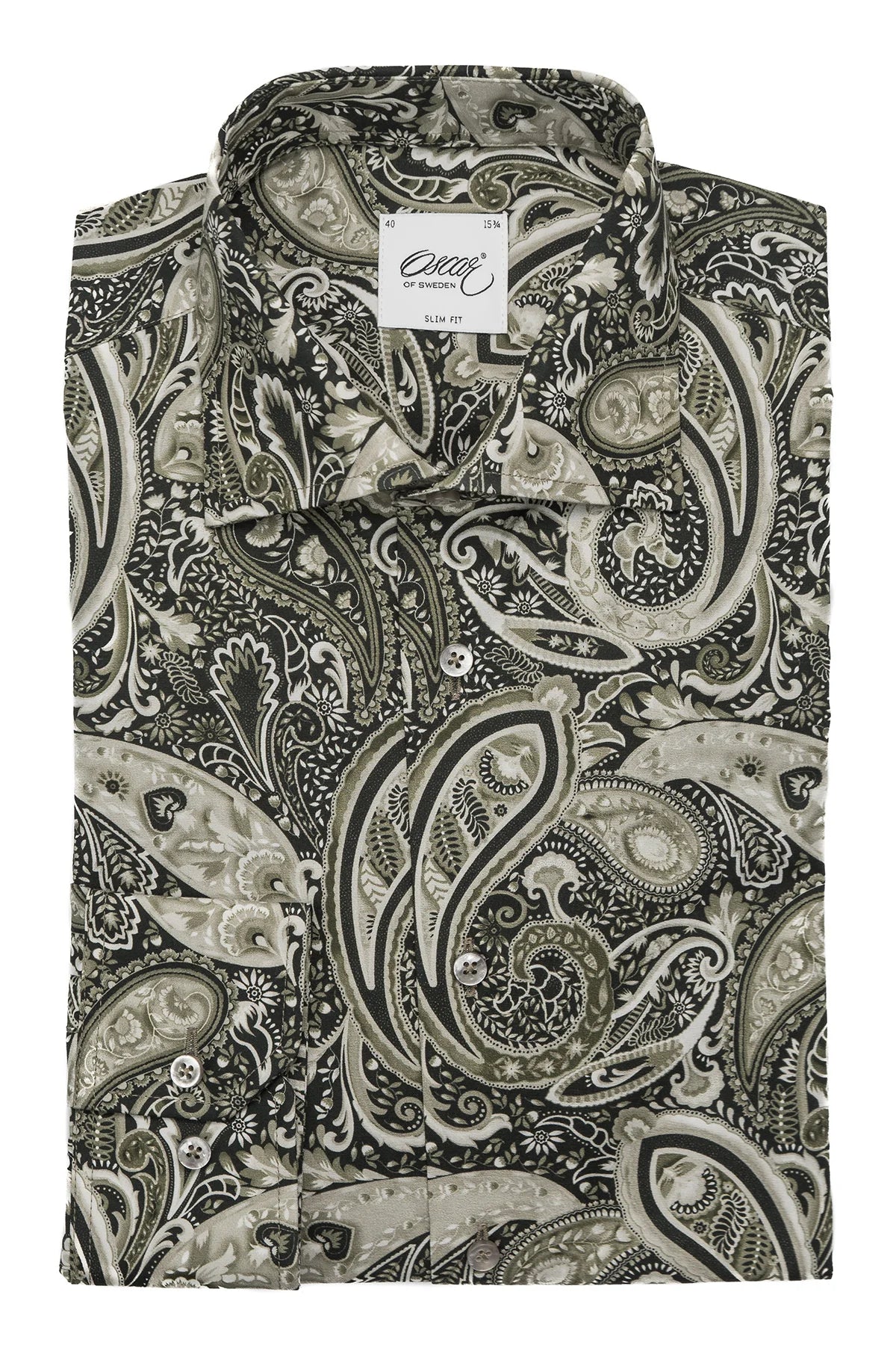 Green paisley printed slim fit shirt Dusty Green