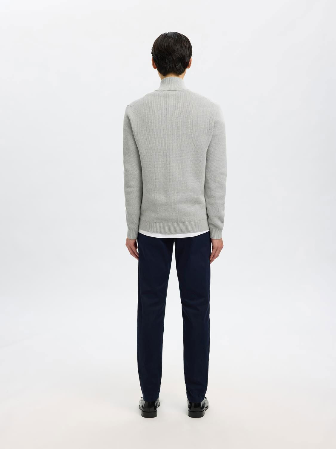 Slmdane Ls Knit Structure Full Zip Noos Light Grey Melange