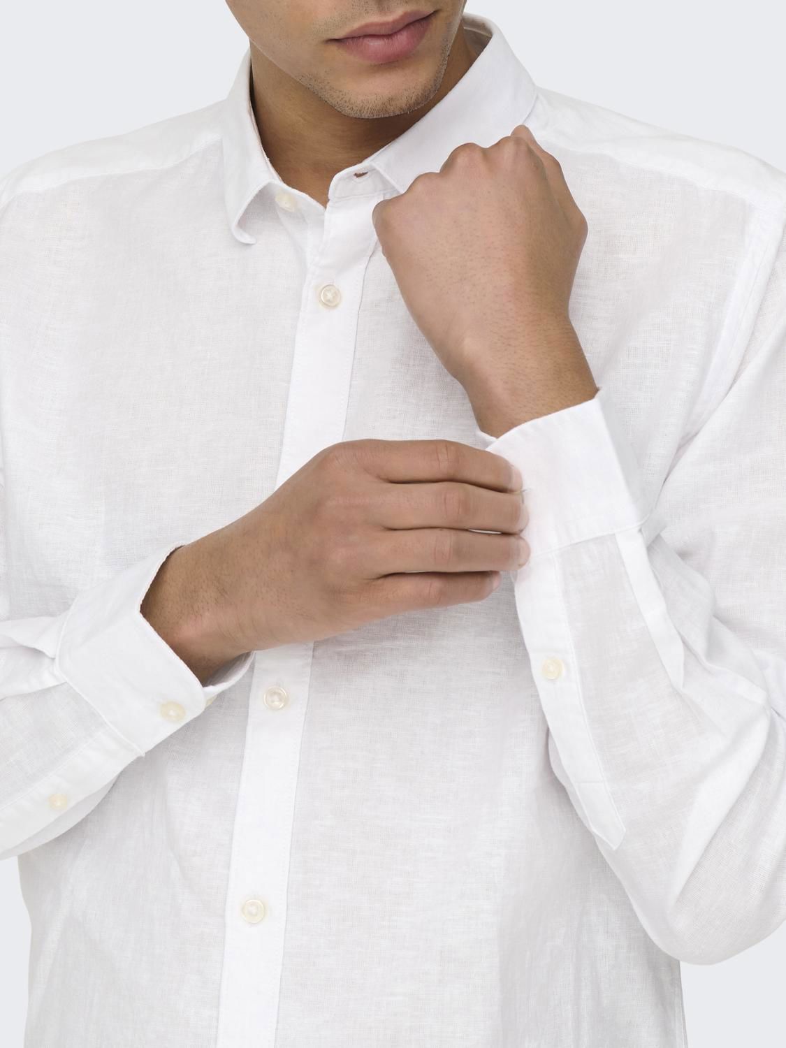 Onscaiden Life Ls Solid Linen Blend Noos White