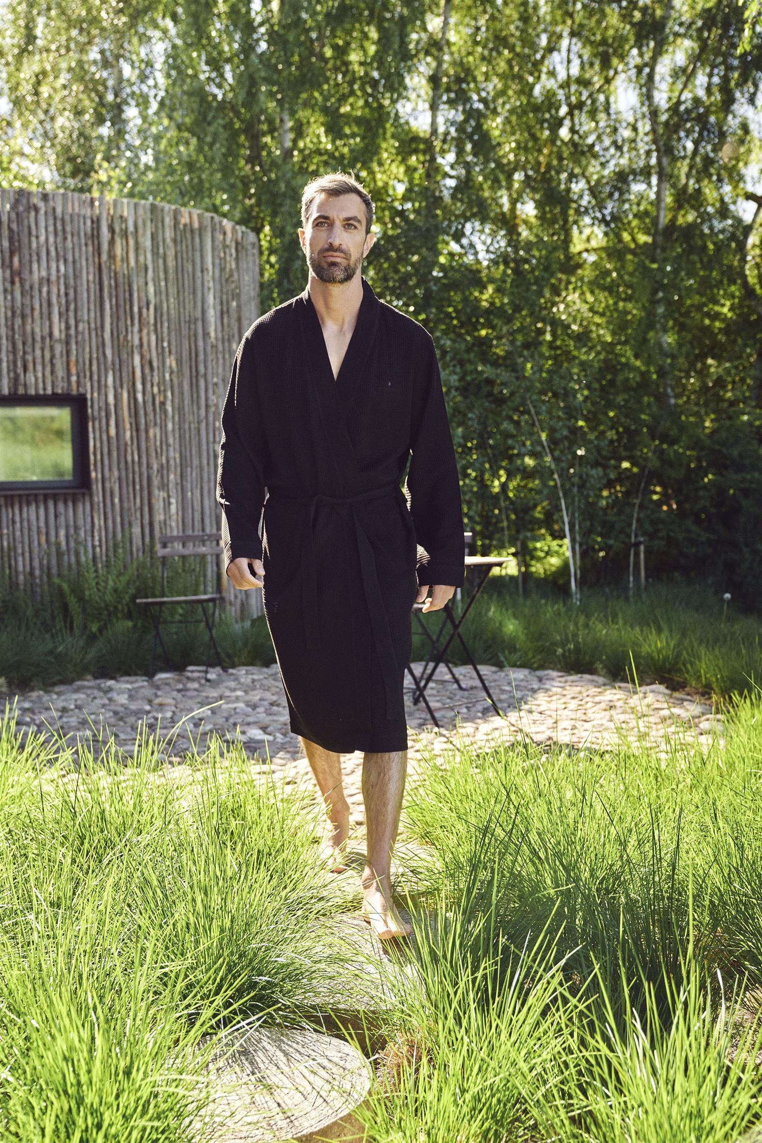 JBS of DK Wafflel Bathrobe FSC Black