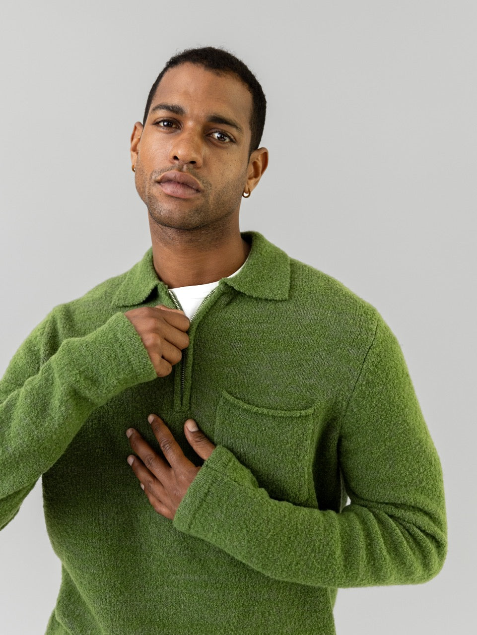 MMGRyan soft zip polo pullover Cactus