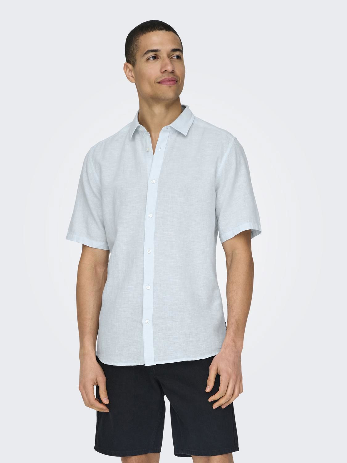 Onscaiden Life Ss Solid Linen Blend Noos Cashmere Blue