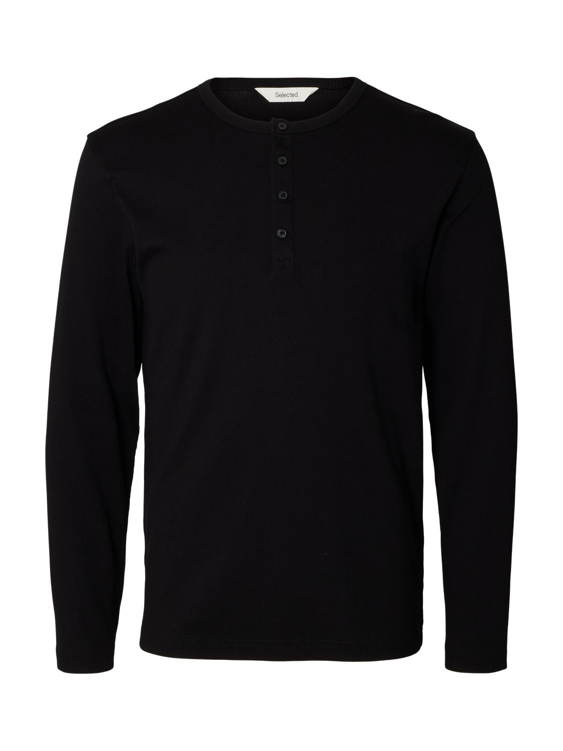 Slmaustin Rib Ls Henley Tee Black