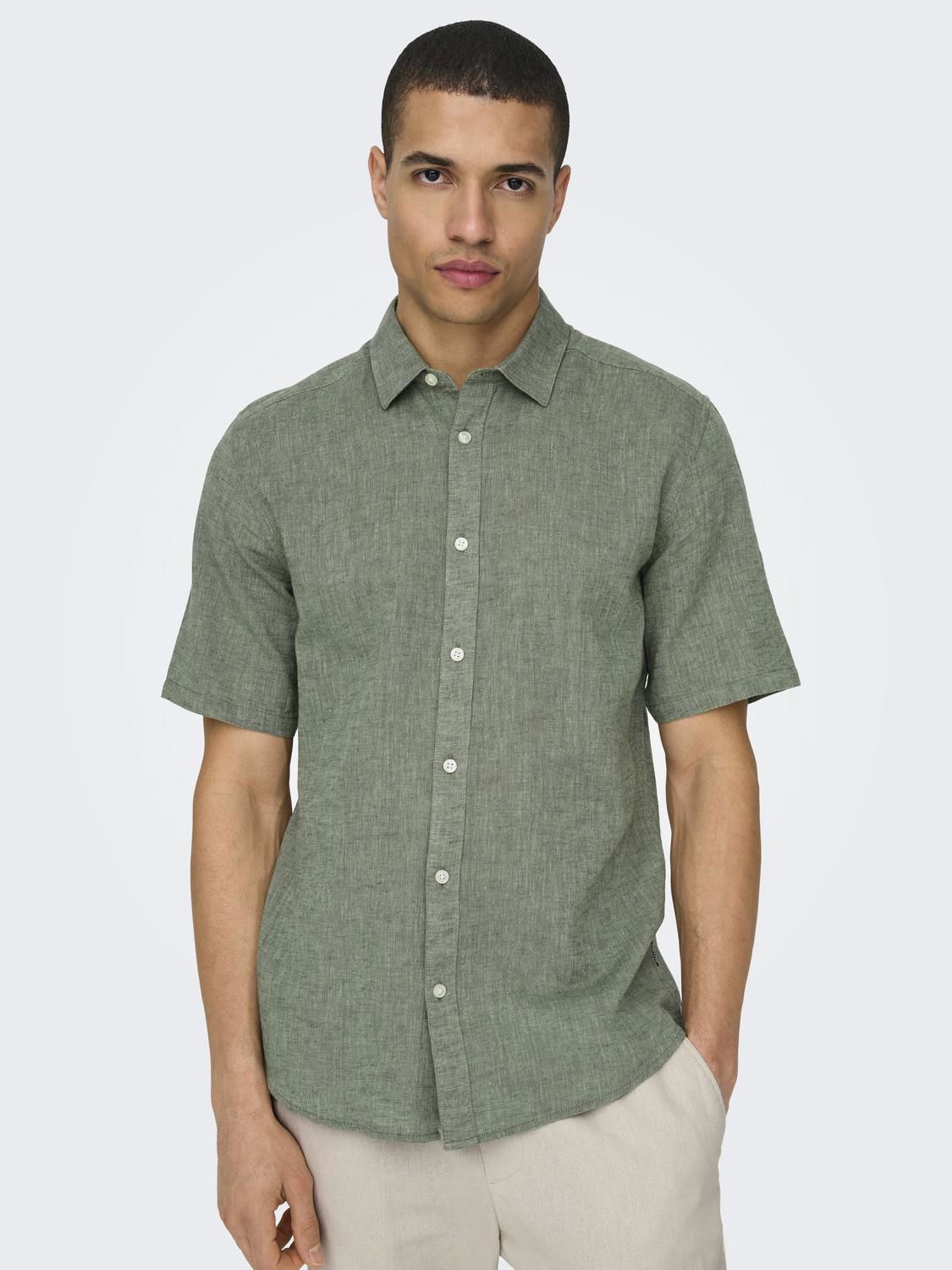 Onscaiden Life Ss Solid Linen Blend Noos Swamp